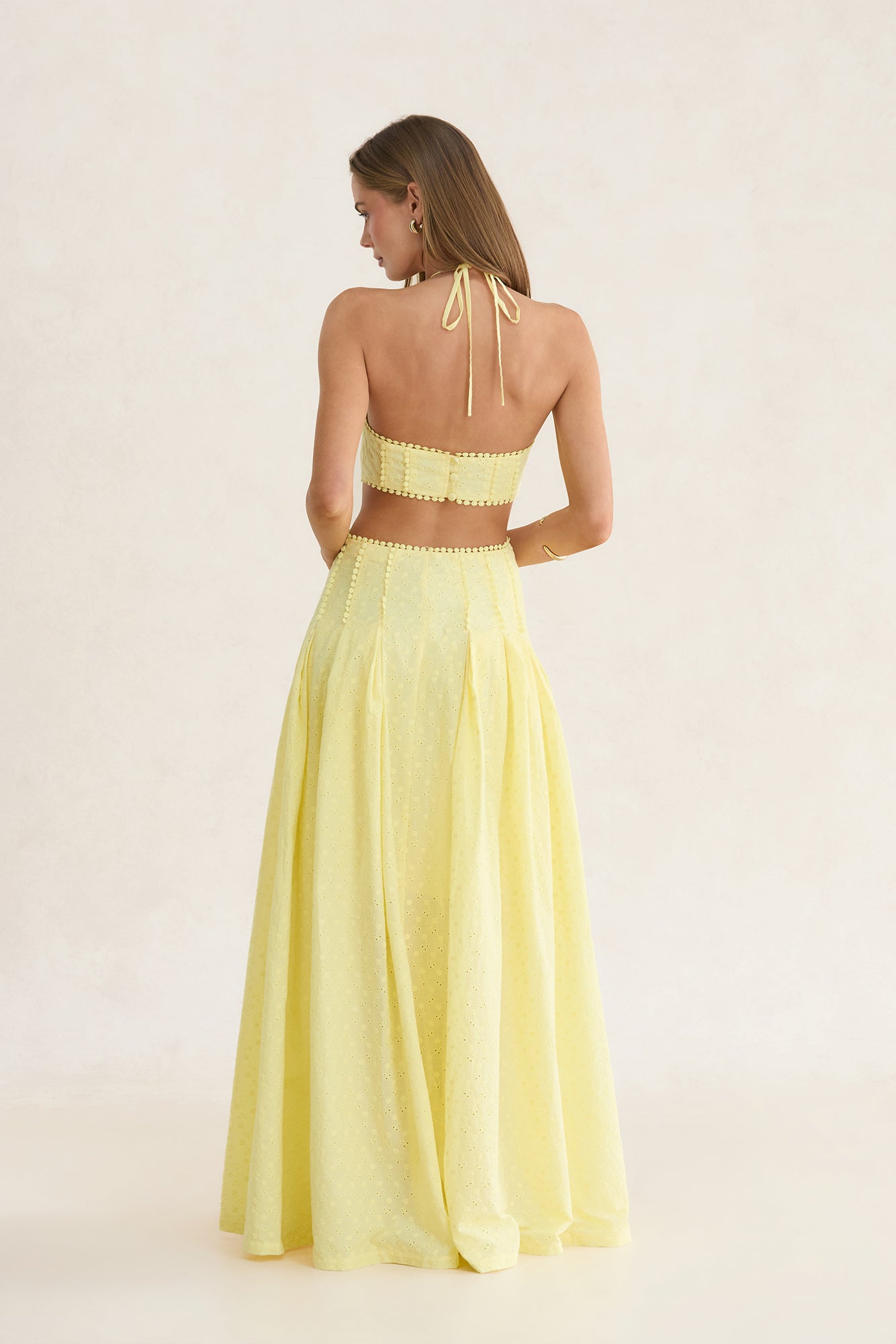 Golden Hour Dreaming Halter Maxi Dress Lemon