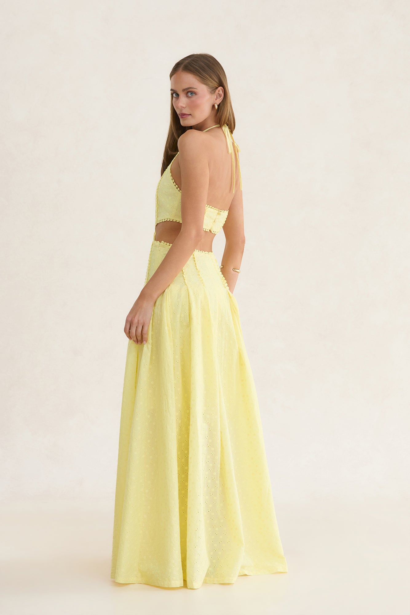 Golden Hour Dreaming Halter Maxi Dress Lemon