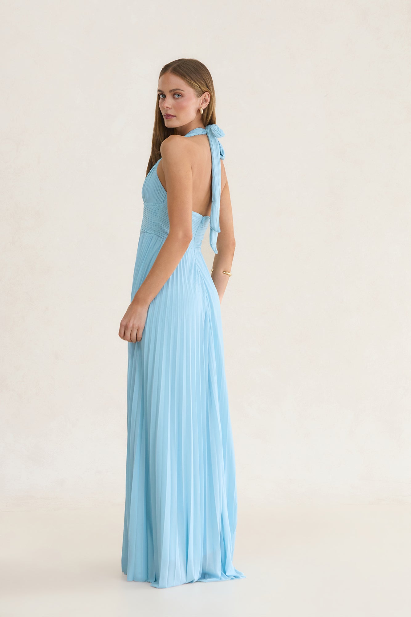 Morning Mist Halter Maxi Dress Blue