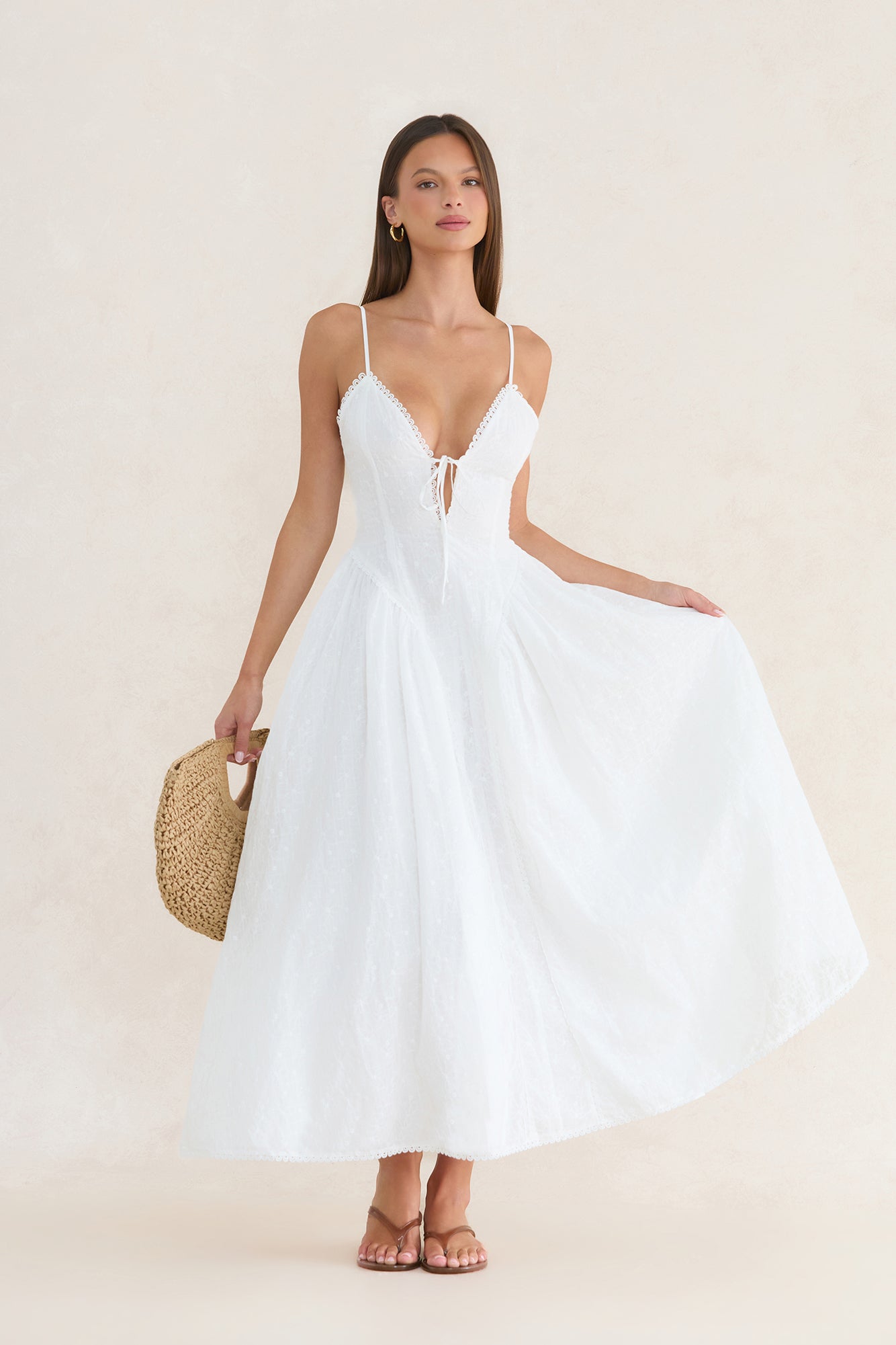 Wild Ivy Embroidered Maxi Dress White