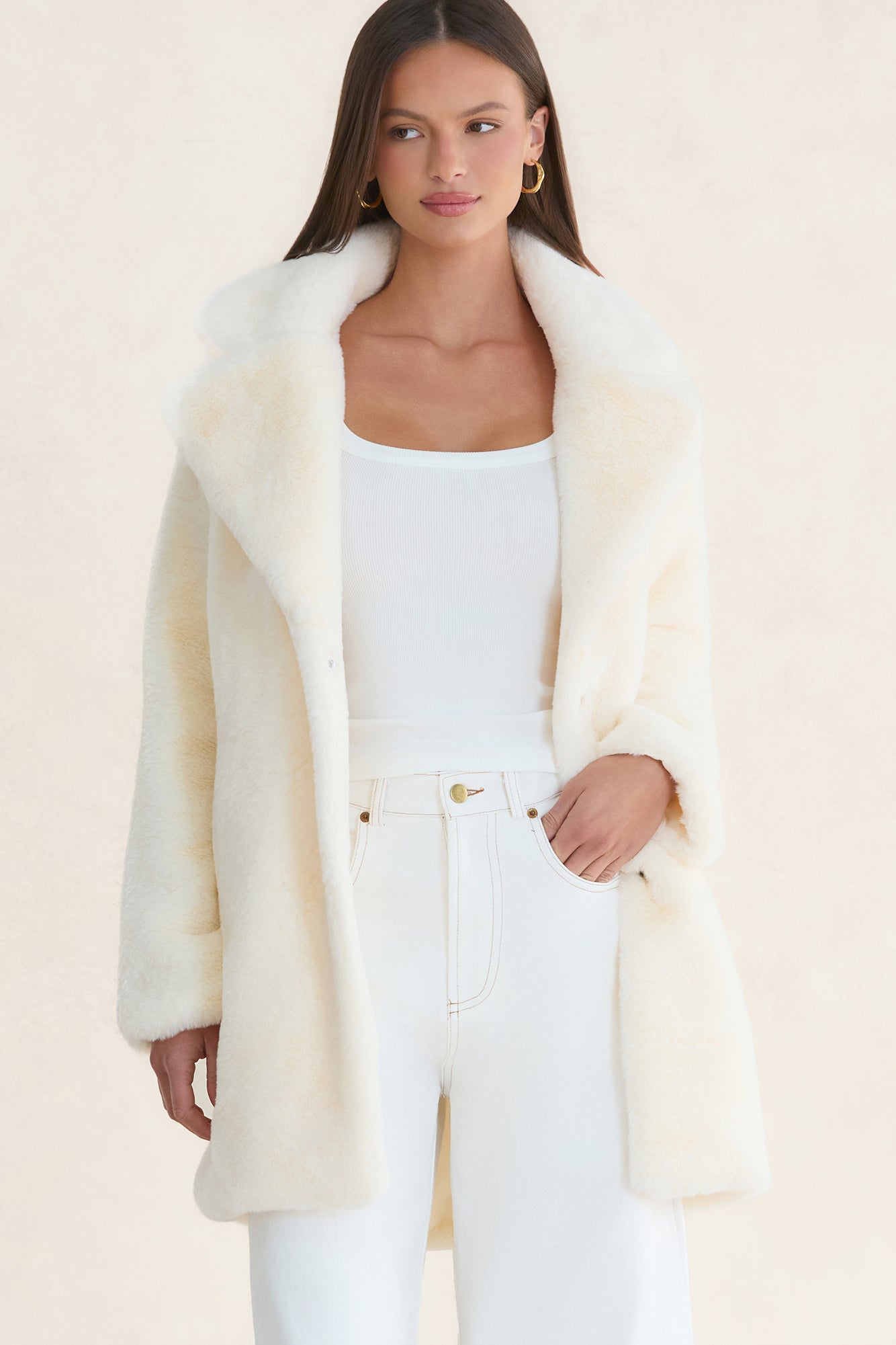Luxe Life Faux Fur Jacket Cream