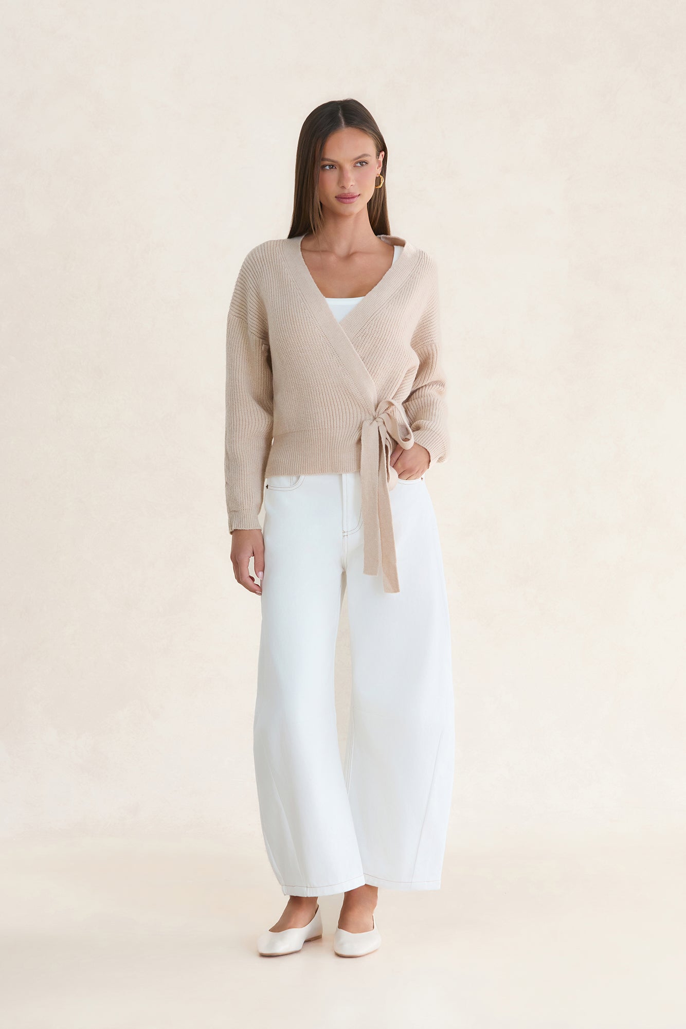 Further From Here Knit Top Beige