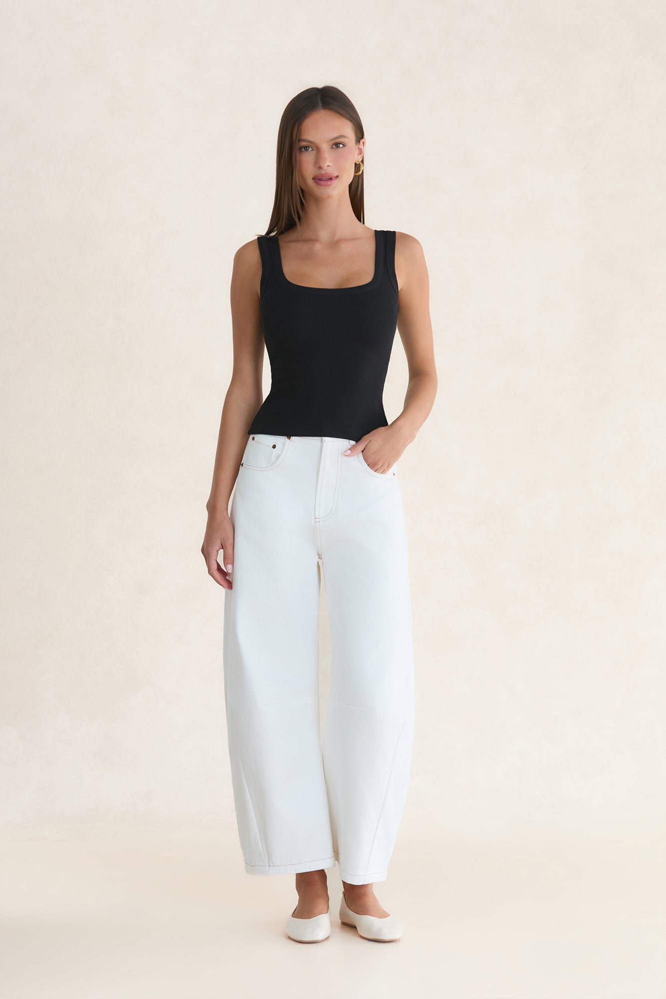 BASE Luxe Rib Thick Strap Tank Top Black