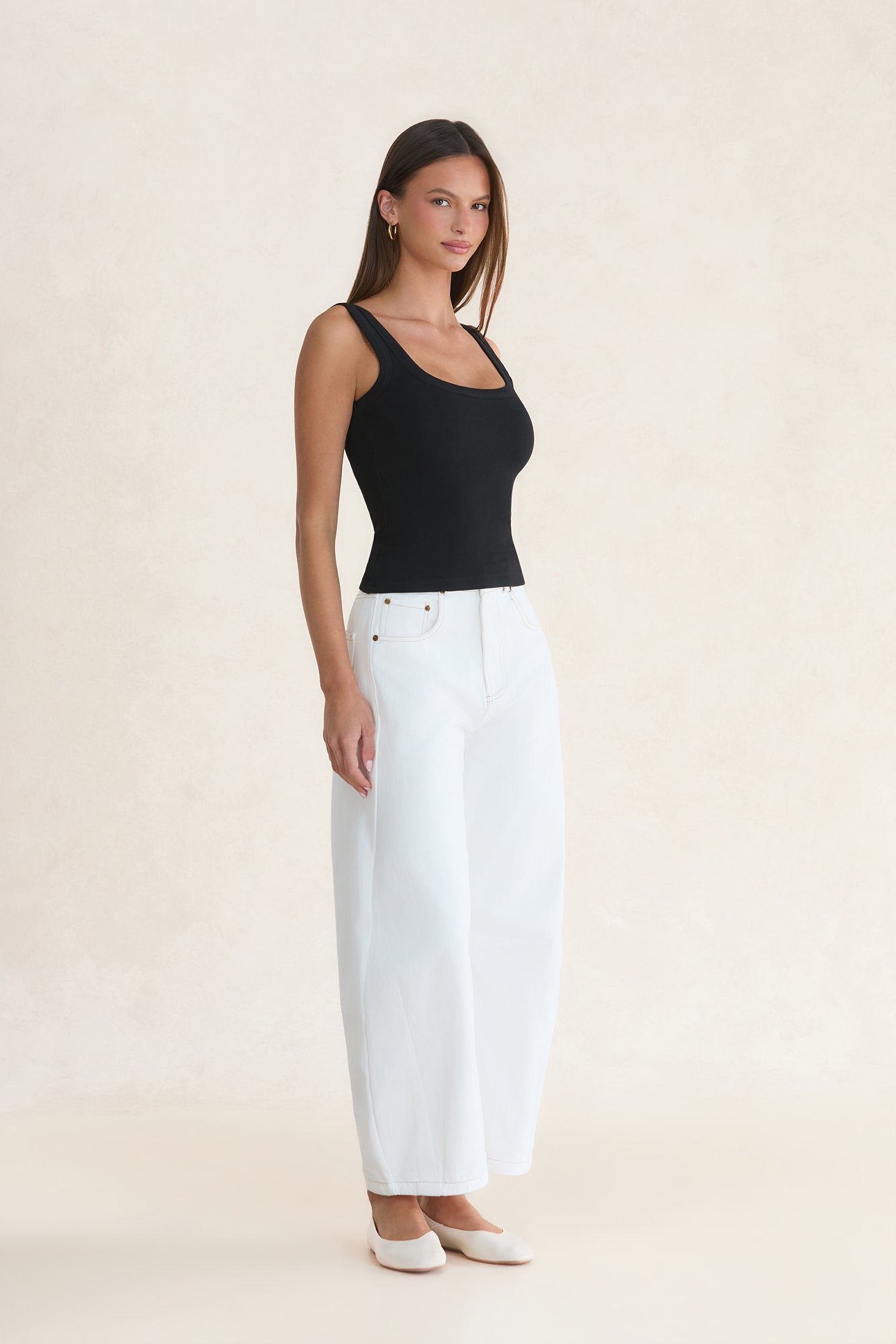 BASE Luxe Rib Thick Strap Tank Top Black