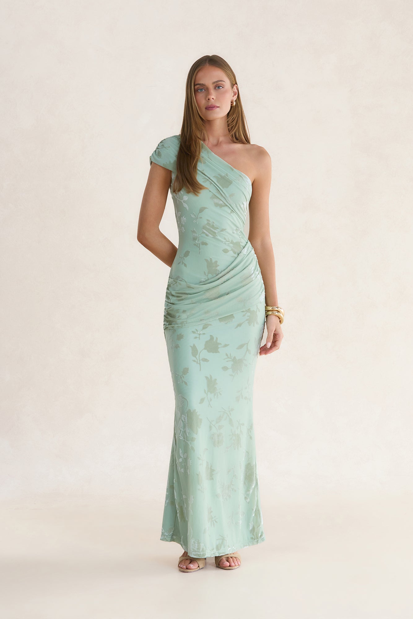 Cosmic Daydreams One Shoulder Maxi Dress Sage