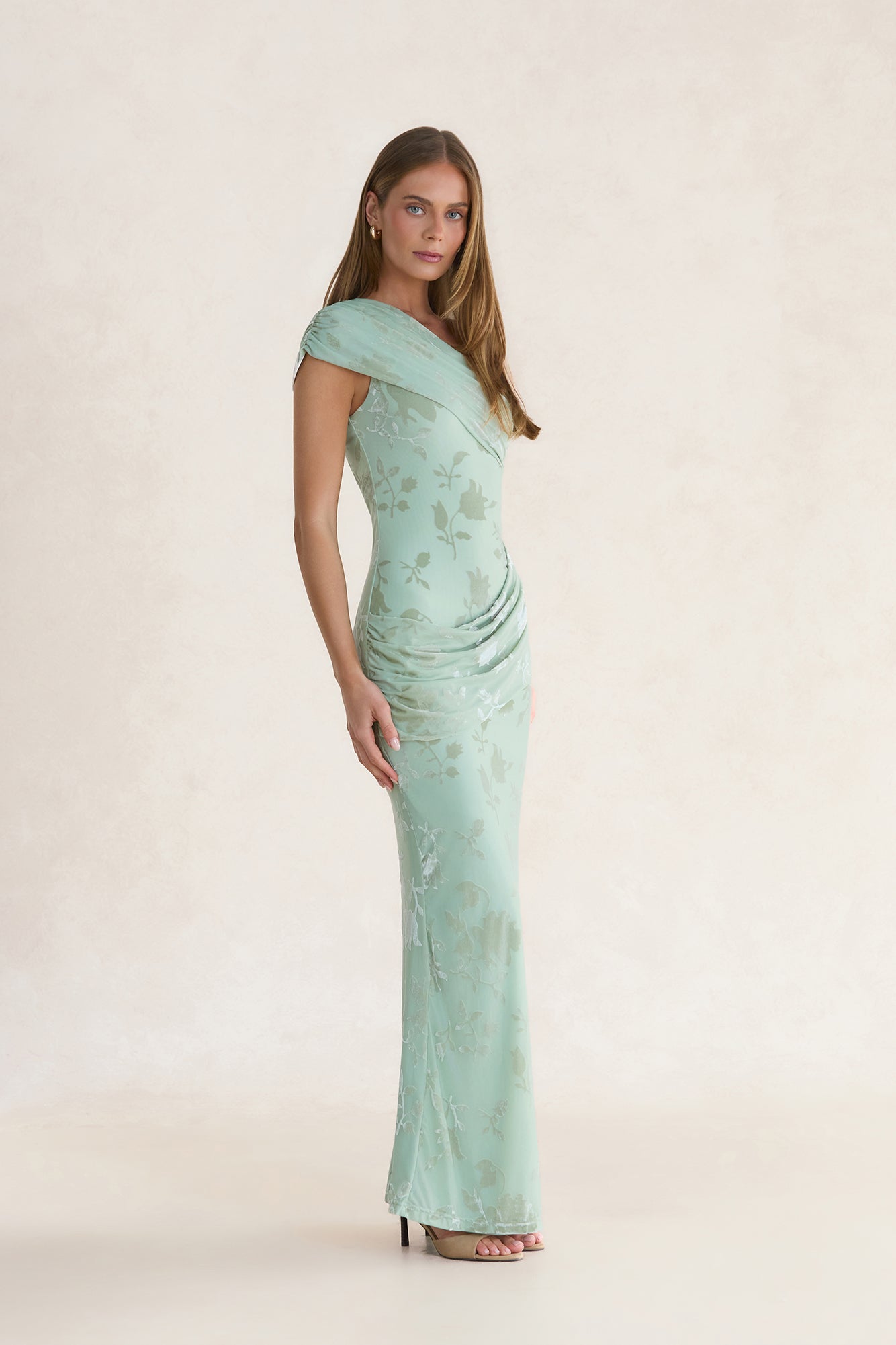Cosmic Daydreams One Shoulder Maxi Dress Sage