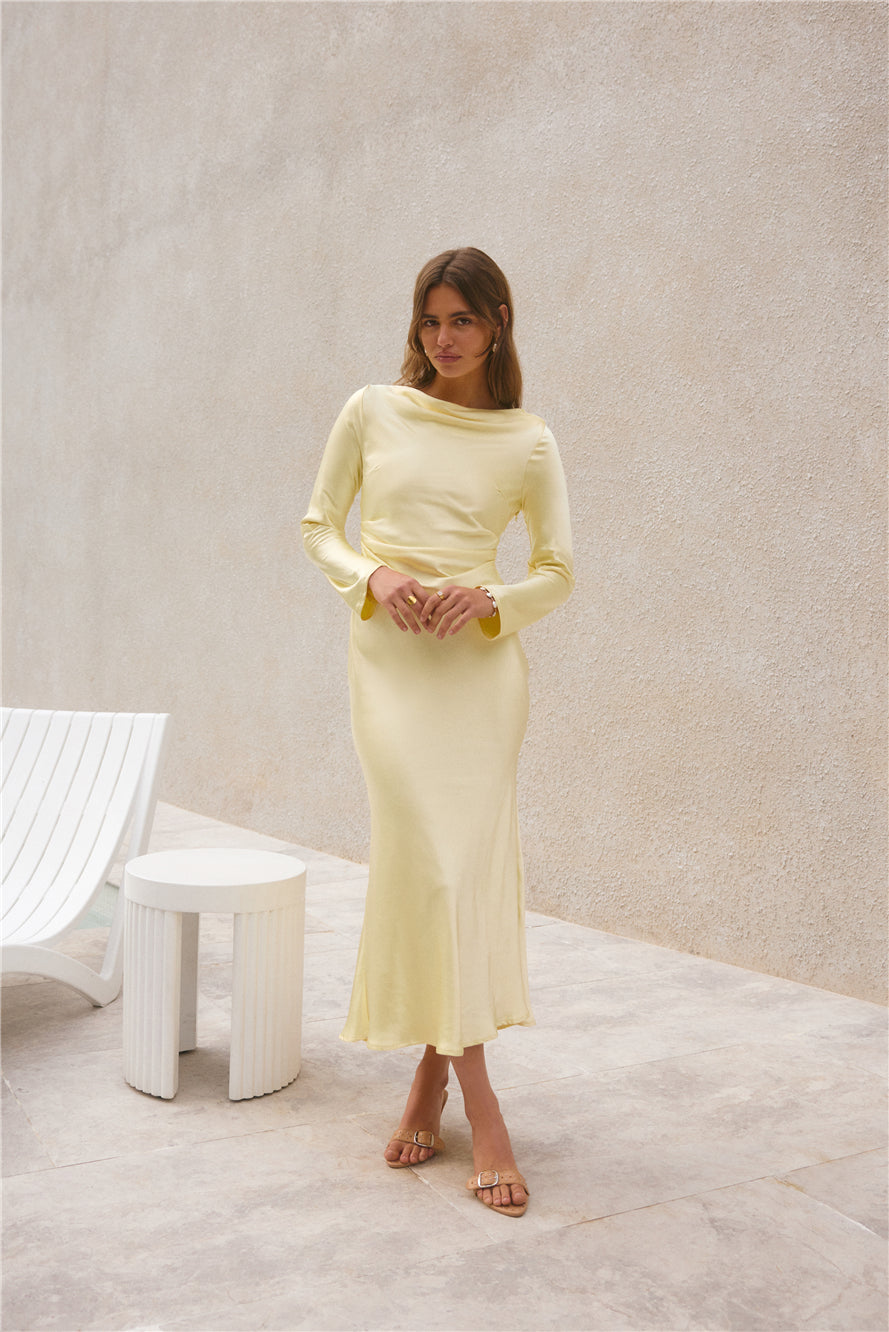Forget Me Not Satin Maxi Dress Butter | Fortunate One Forget Me Not Satin Maxi Dress Butter | Fortunate One