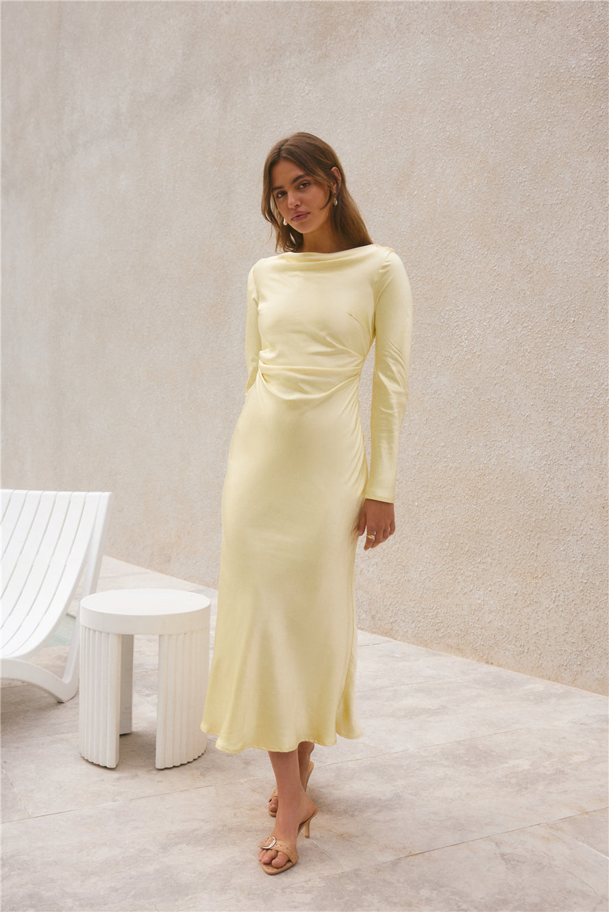 long sleeve maxi dress butter yellow Kai Long Sleeve Maxi Dress in Butter Yellow
