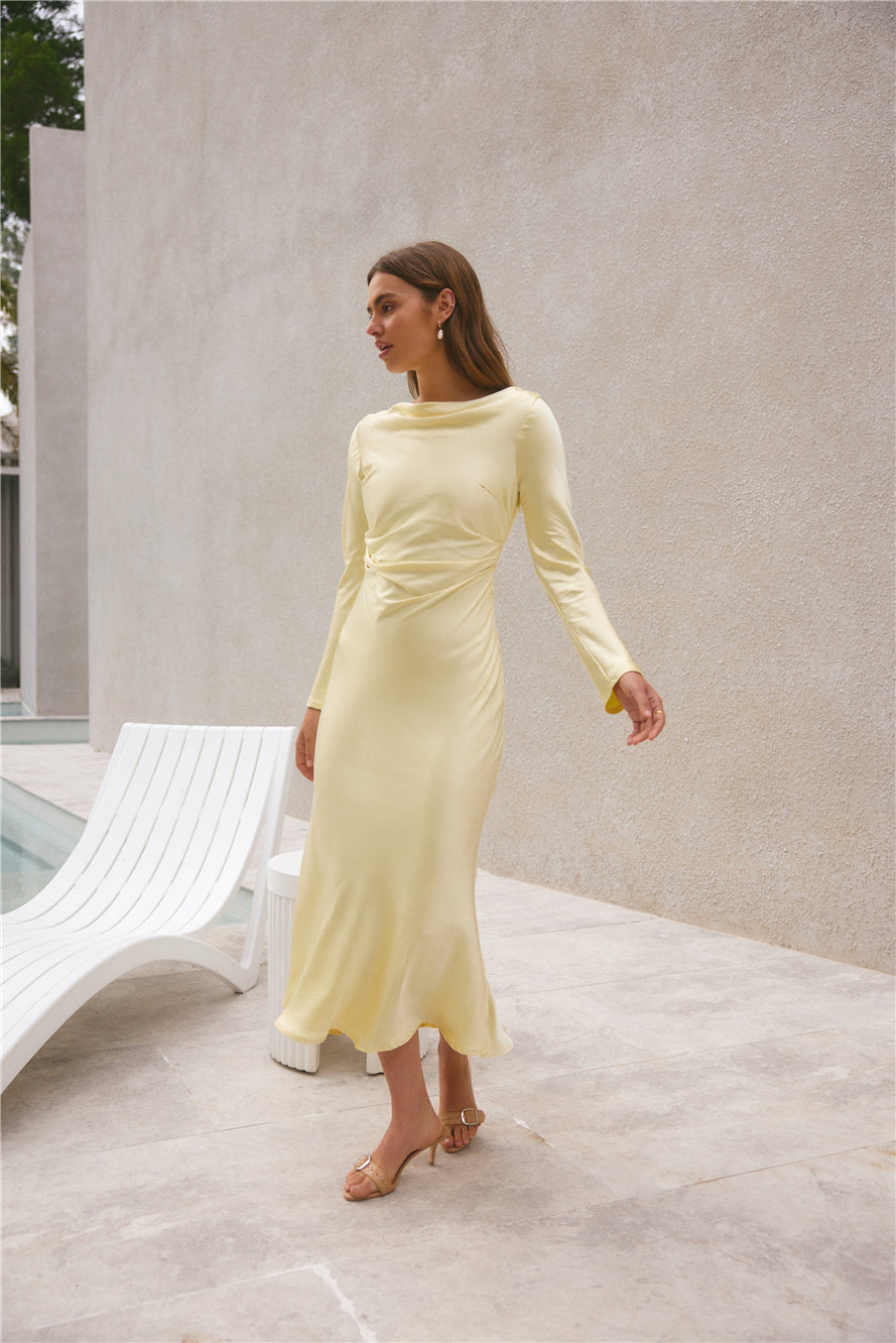 Forget Me Not Satin Maxi Dress Butter Size L Forget Me Not Satin Maxi Dress Butter Size L