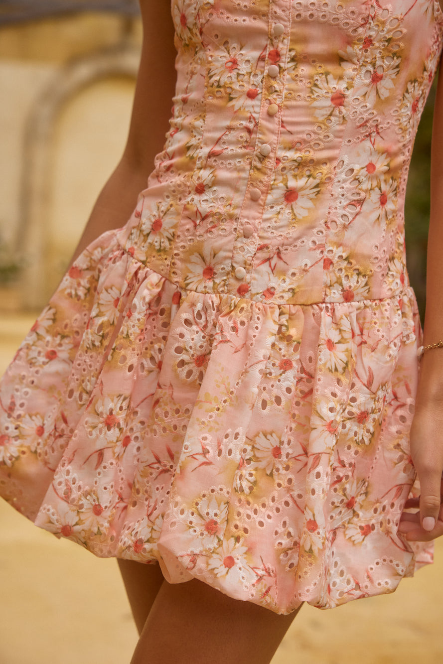heavenly drift floral mini dress pink Strapless Mini Dress Floral
