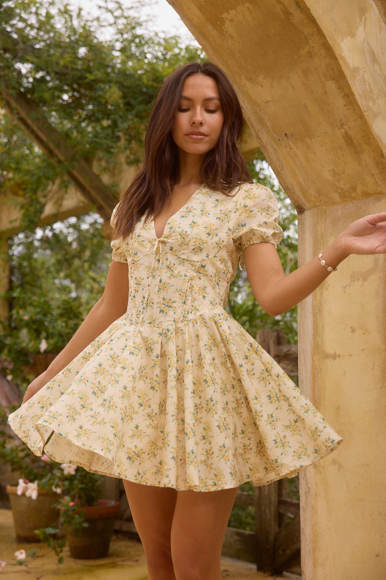 chandra mini dress in butter yellow When they say the dress code is butter yellow @emmaleger in the @majorelle_collection Chandra Mini Dress Shop her look now at the link in bio