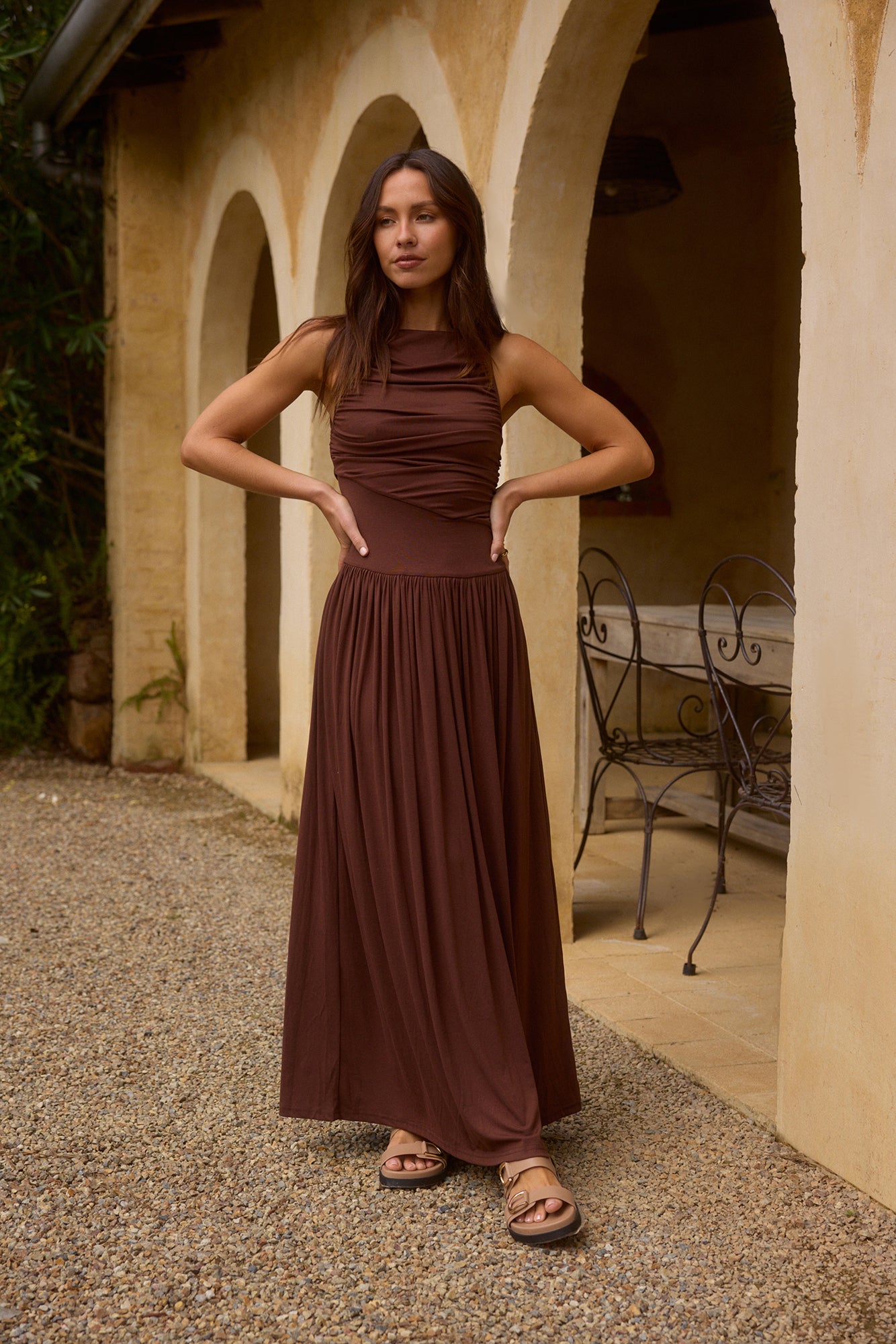 NALLA MAXI DRESS - BROWN - XL NALLA MAXI DRESS - BROWN - XL