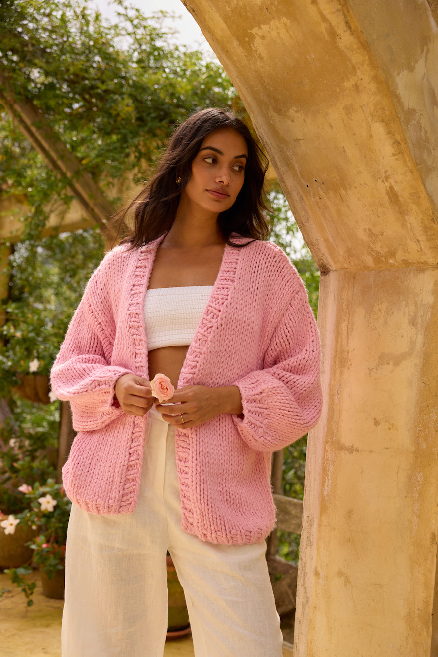 Sherbert Knit Cardigan Pink Fortunate One
