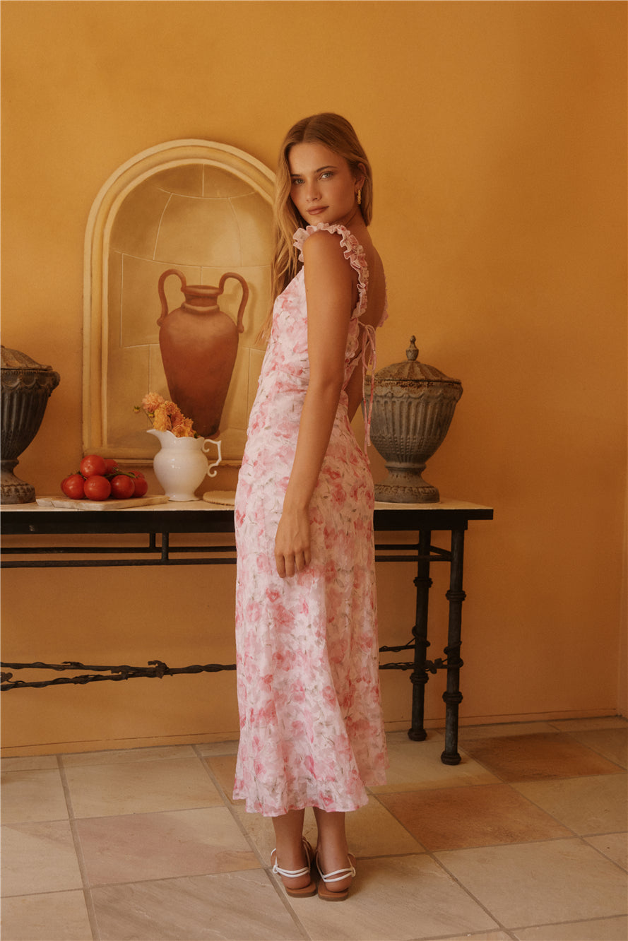 Rose Petal Reverie Midi Dress Pink | Fortunate One Rose Petal Reverie Midi Dress Pink | Fortunate One