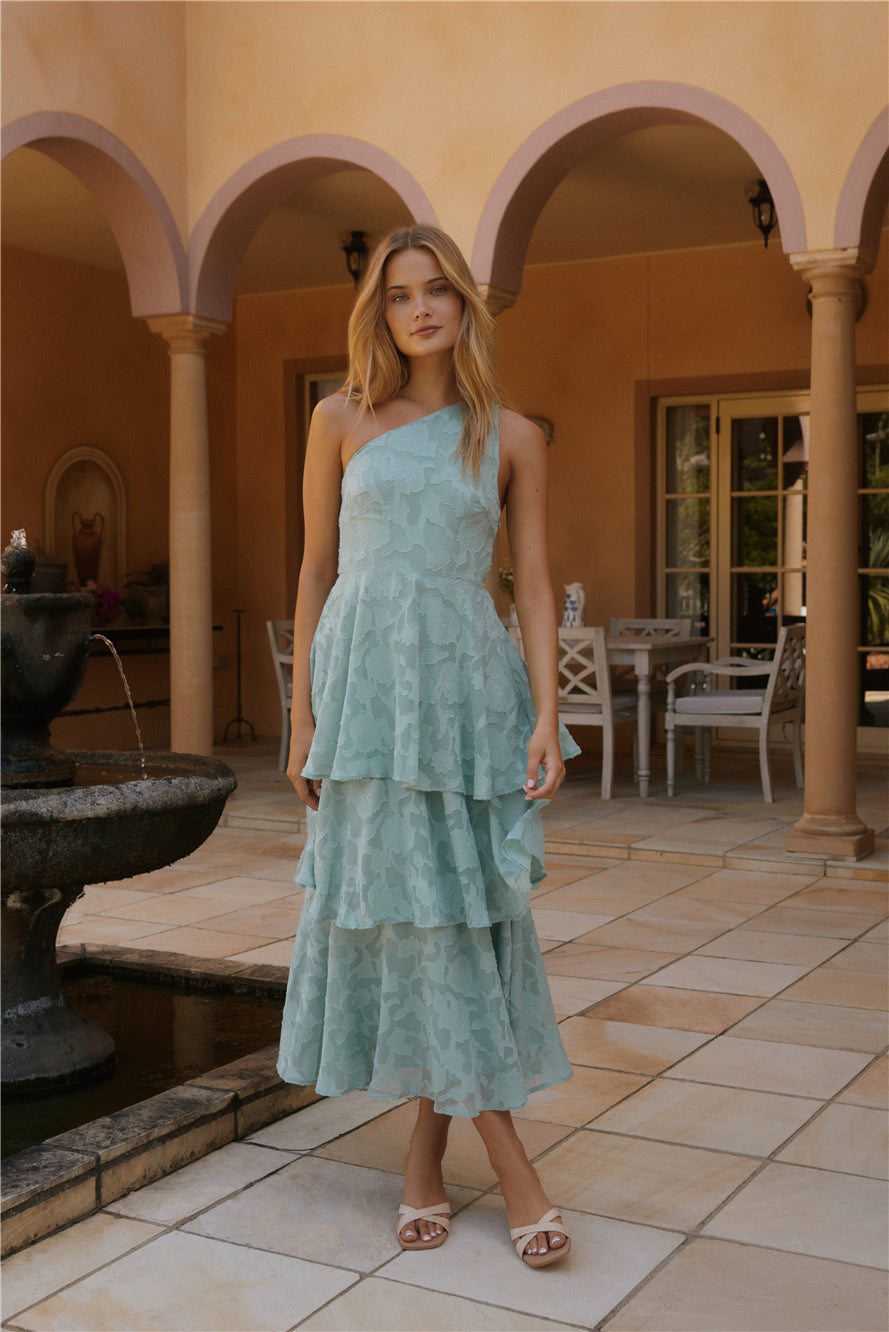 Ocean Nights One-Shoulder Maxi Dress Sage Size XL Ocean Nights One-Shoulder Maxi Dress Sage Size XL