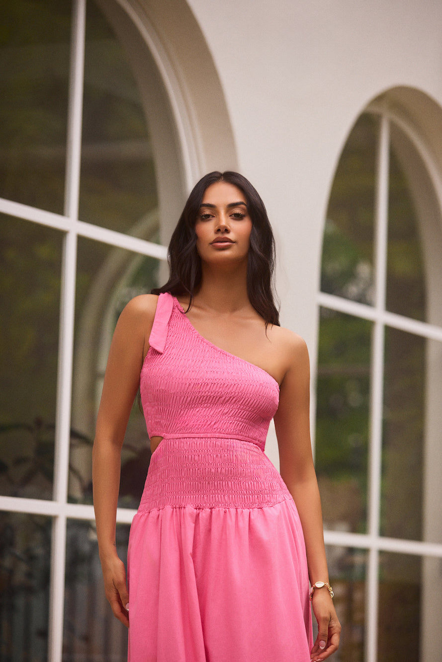 Close Up One Shoulder Maxi Dress Hot Pink | Fortunate One Close Up One Shoulder Maxi Dress Hot Pink | Fortunate One