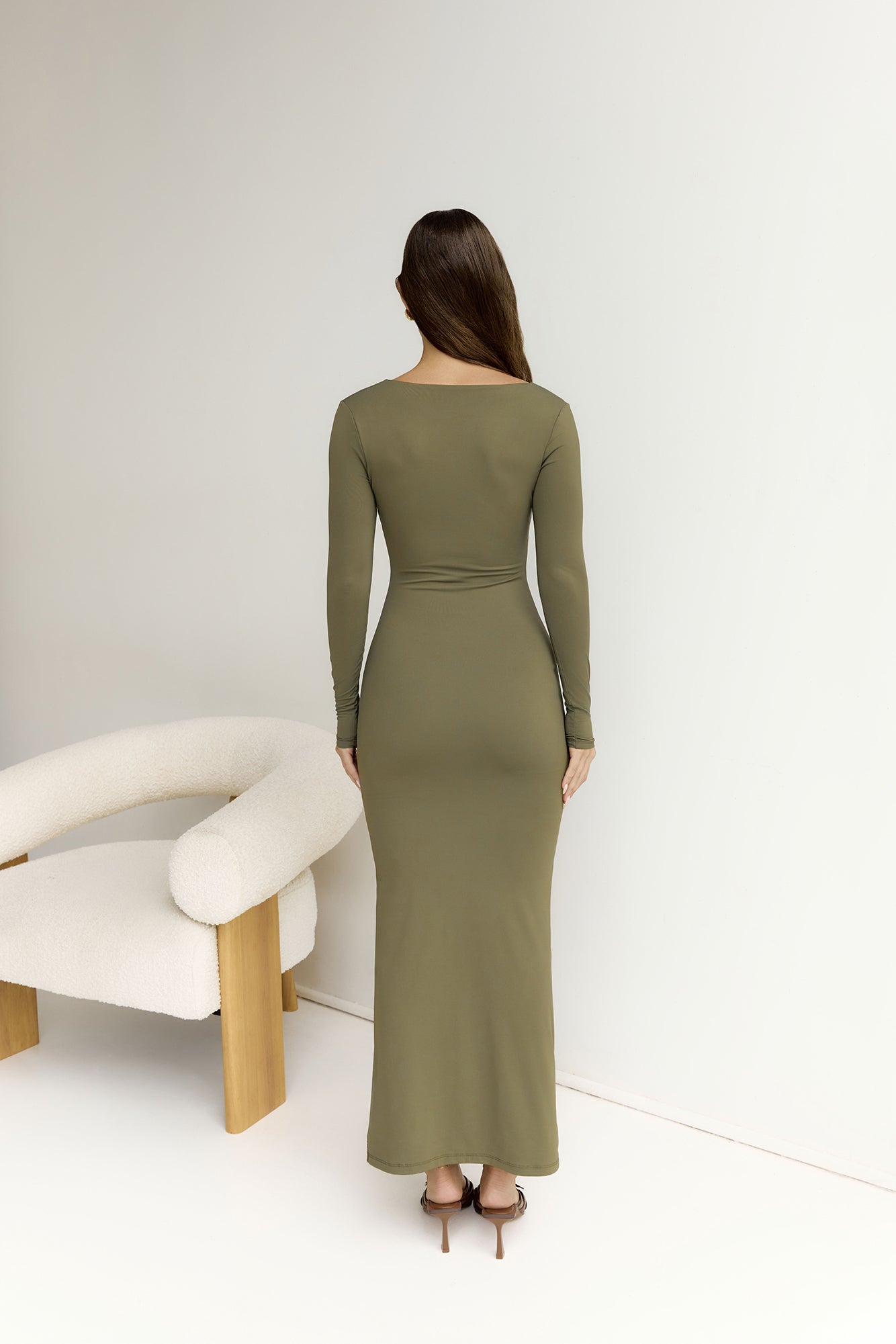 BASE Embrace Shape Long Sleeve Maxi Dress Army | Fortunate One BASE Embrace Shape Long Sleeve Maxi Dress Army | Fortunate One