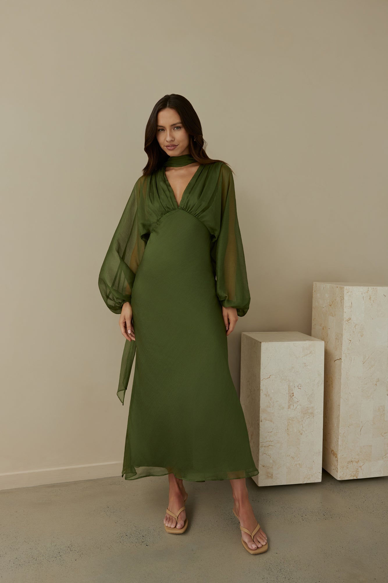 Our Nostalgia Long Sleeve Maxi Dress Green | Fortunate One Our Nostalgia Long Sleeve Maxi Dress Green | Fortunate One