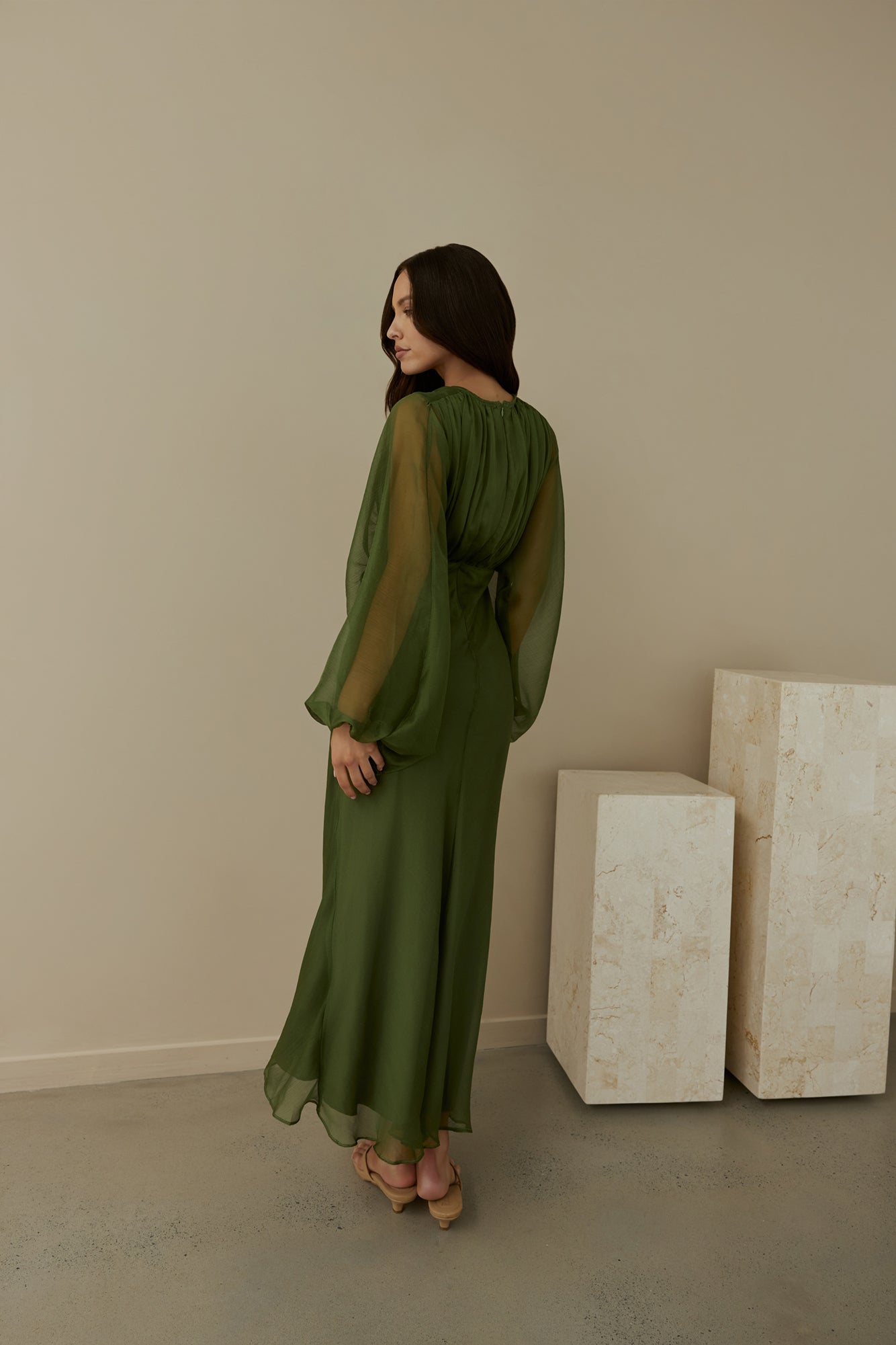 Our Nostalgia Long Sleeve Maxi Dress Green | Fortunate One Our Nostalgia Long Sleeve Maxi Dress Green | Fortunate One