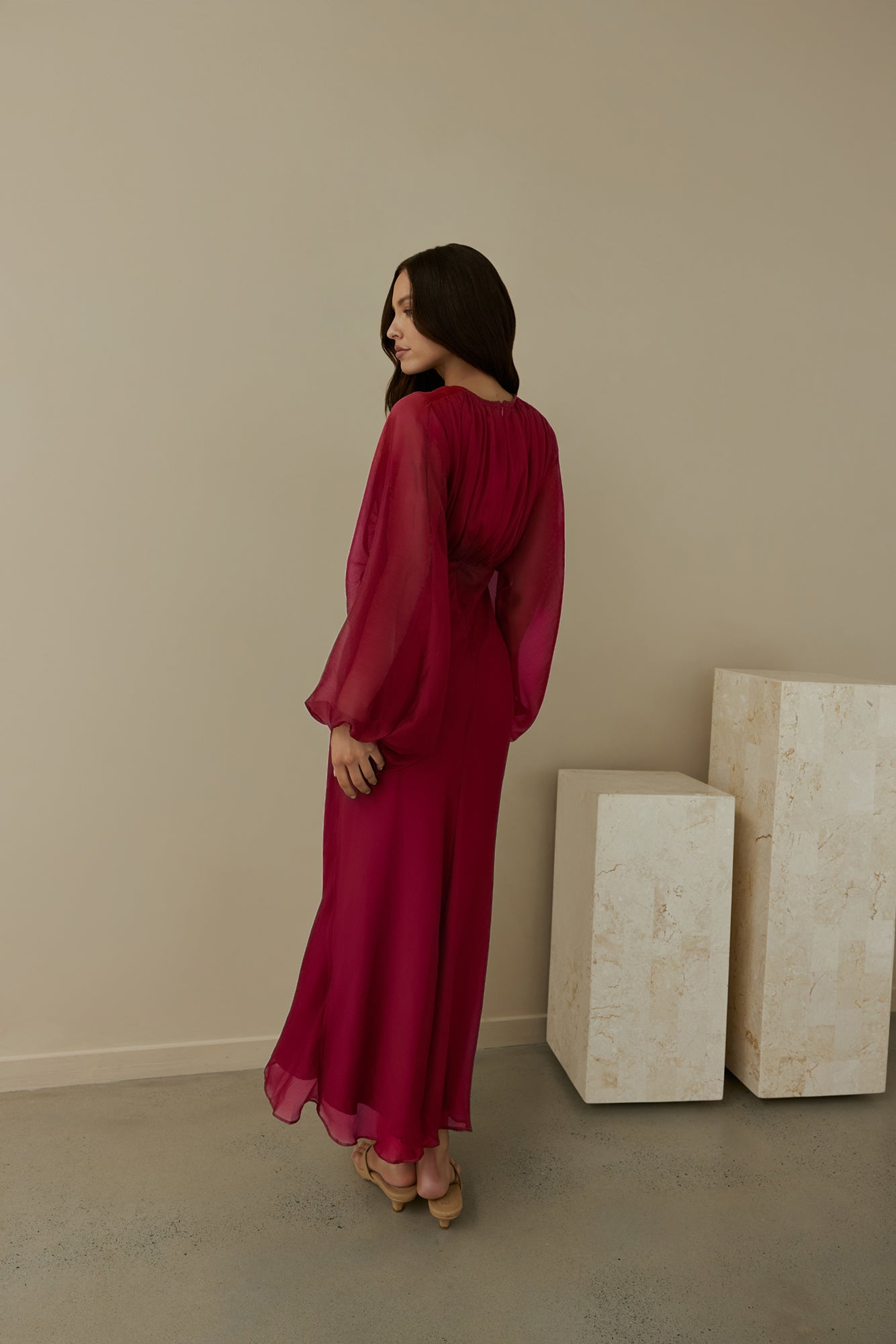 Our Nostalgia Long Sleeve Maxi Dress Burgundy Size XS Our Nostalgia Long Sleeve Maxi Dress Burgundy Size XS