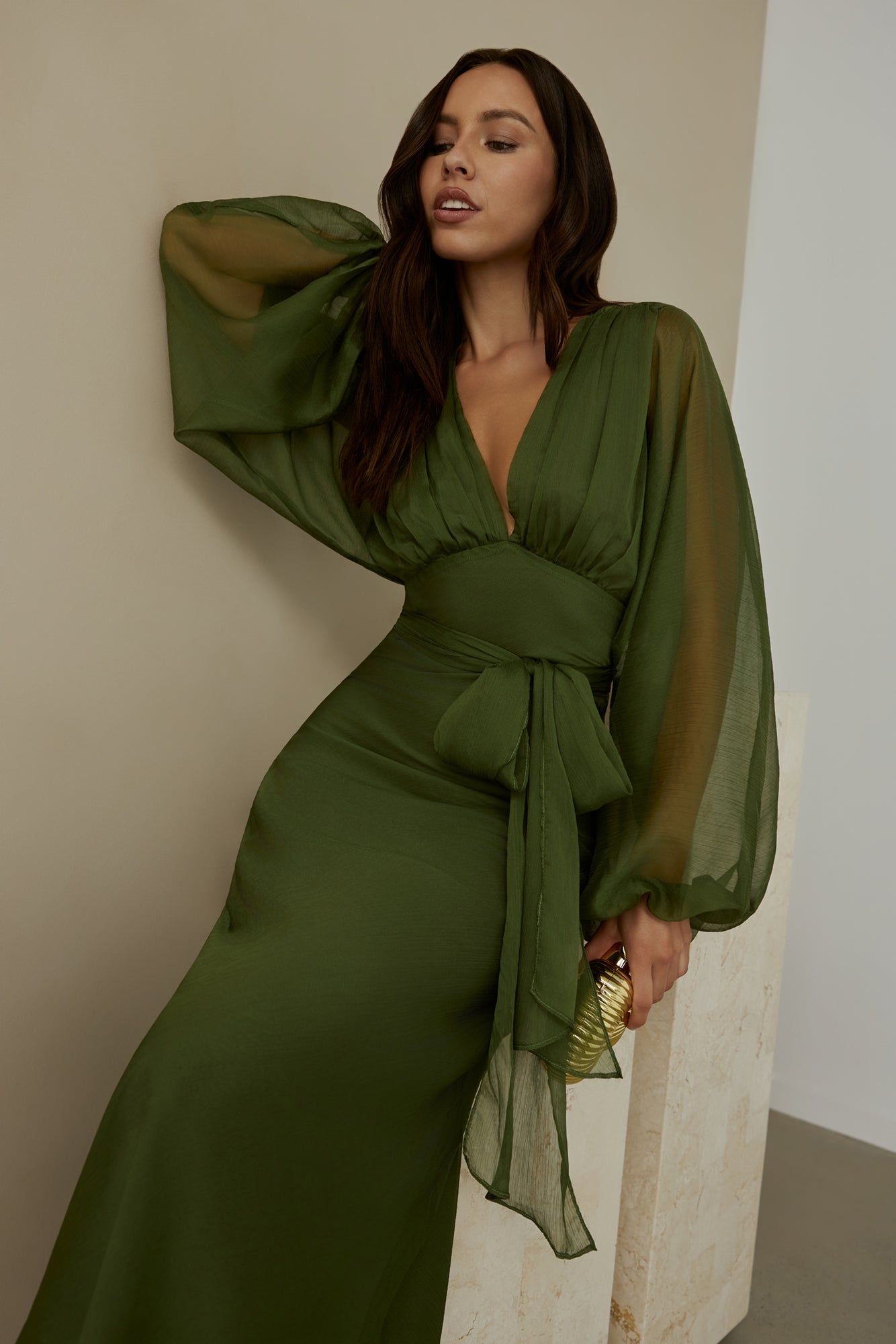 Our Nostalgia Long Sleeve Maxi Dress Green | Fortunate One Our Nostalgia Long Sleeve Maxi Dress Green | Fortunate One