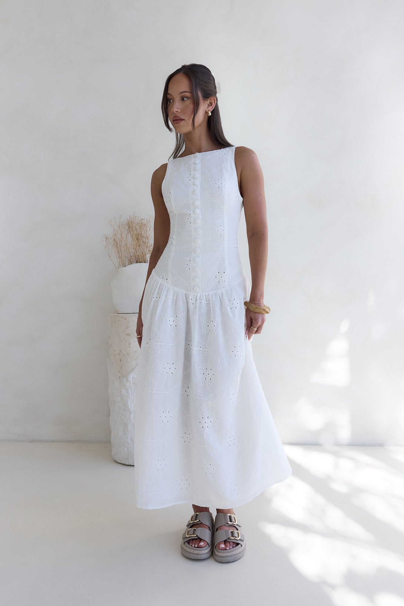 embroidered maxi dress white Cute Off White Embroidered Maxi Dress | Trendy Women's Dress