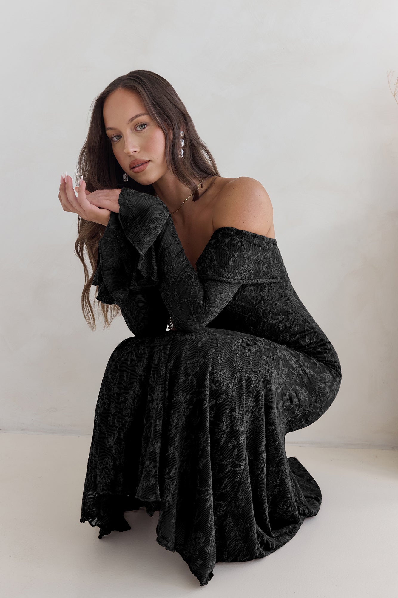 Here For Love Off Shoulder Mesh Maxi Dress Black | Fortunate One Here For Love Off Shoulder Mesh Maxi Dress Black | Fortunate One