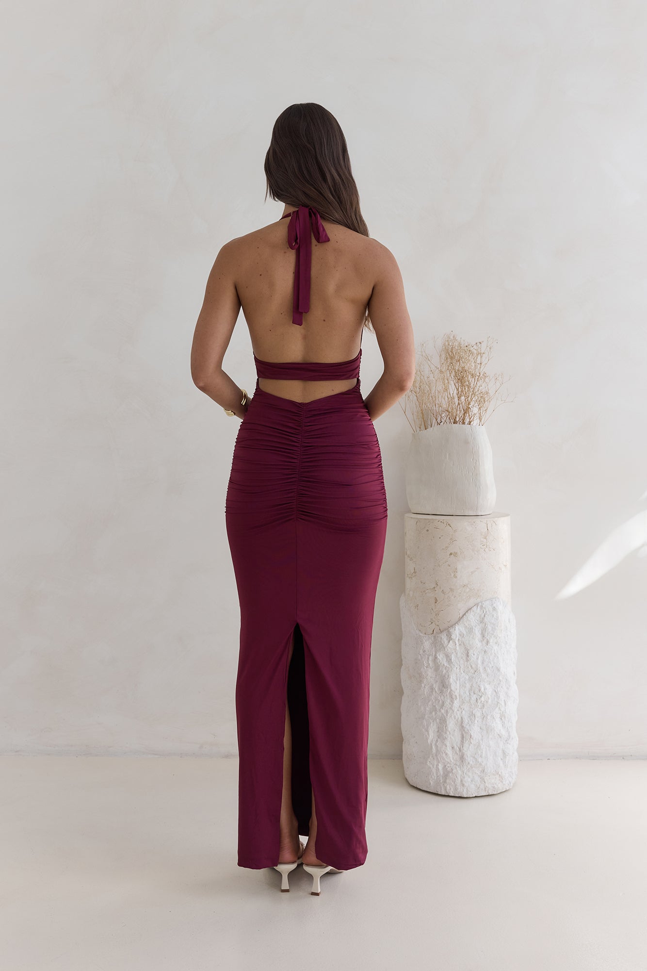 Under The Stars Halter Maxi Dress Burgundy | Fortunate One Under The Stars Halter Maxi Dress Burgundy | Fortunate One