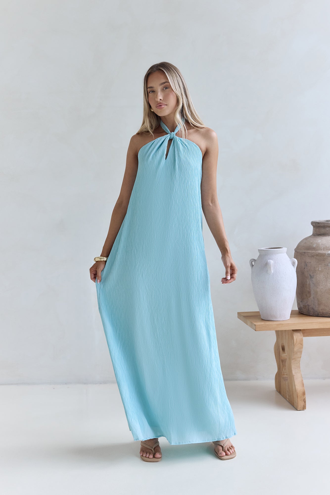 Isle Of Chic Halter Maxi Dress Aqua | Fortunate One Isle Of Chic Halter Maxi Dress Aqua | Fortunate One