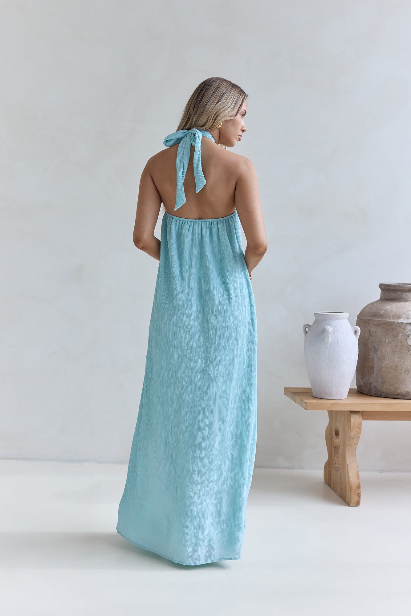 Isle Of Chic Halter Maxi Dress Aqua | Fortunate One Isle Of Chic Halter Maxi Dress Aqua | Fortunate One