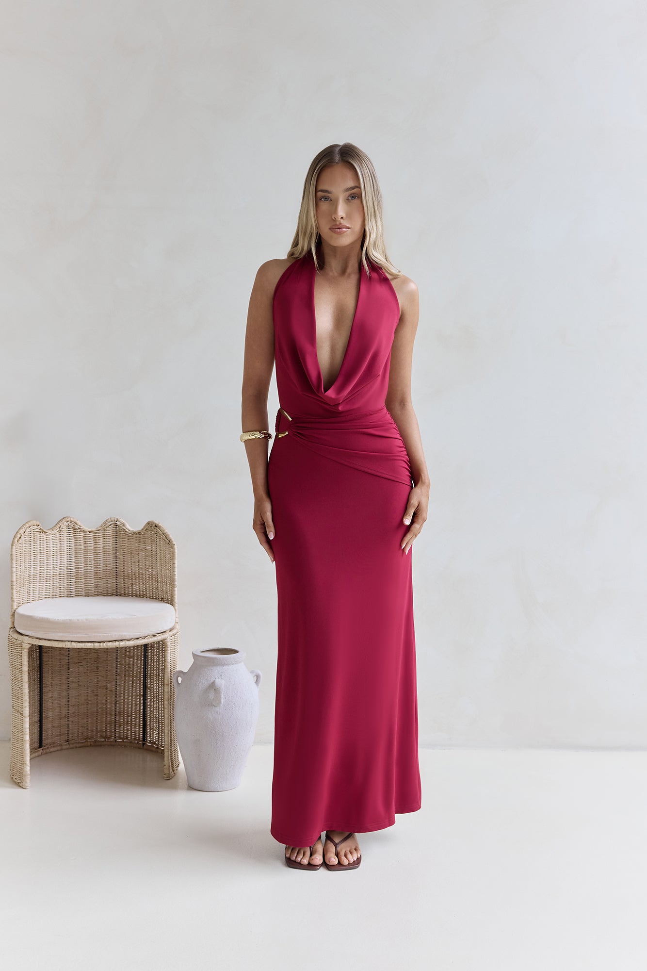 Kiss Journeys Halter Maxi Dress Burgundy Kiss Journeys Halter Maxi Dress Burgundy