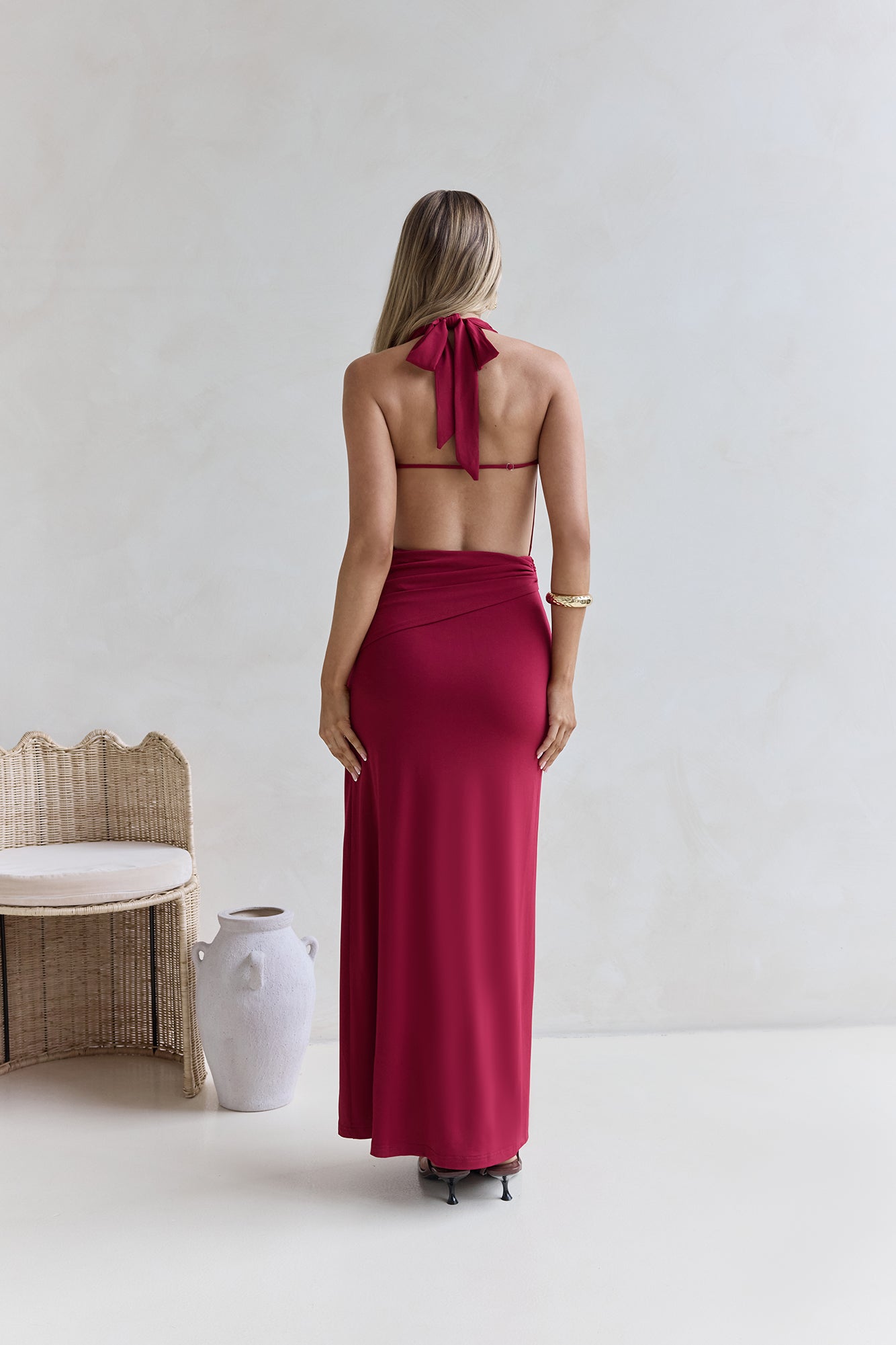 Kiss Journeys Halter Maxi Dress Burgundy | Fortunate One Kiss Journeys Halter Maxi Dress Burgundy | Fortunate One