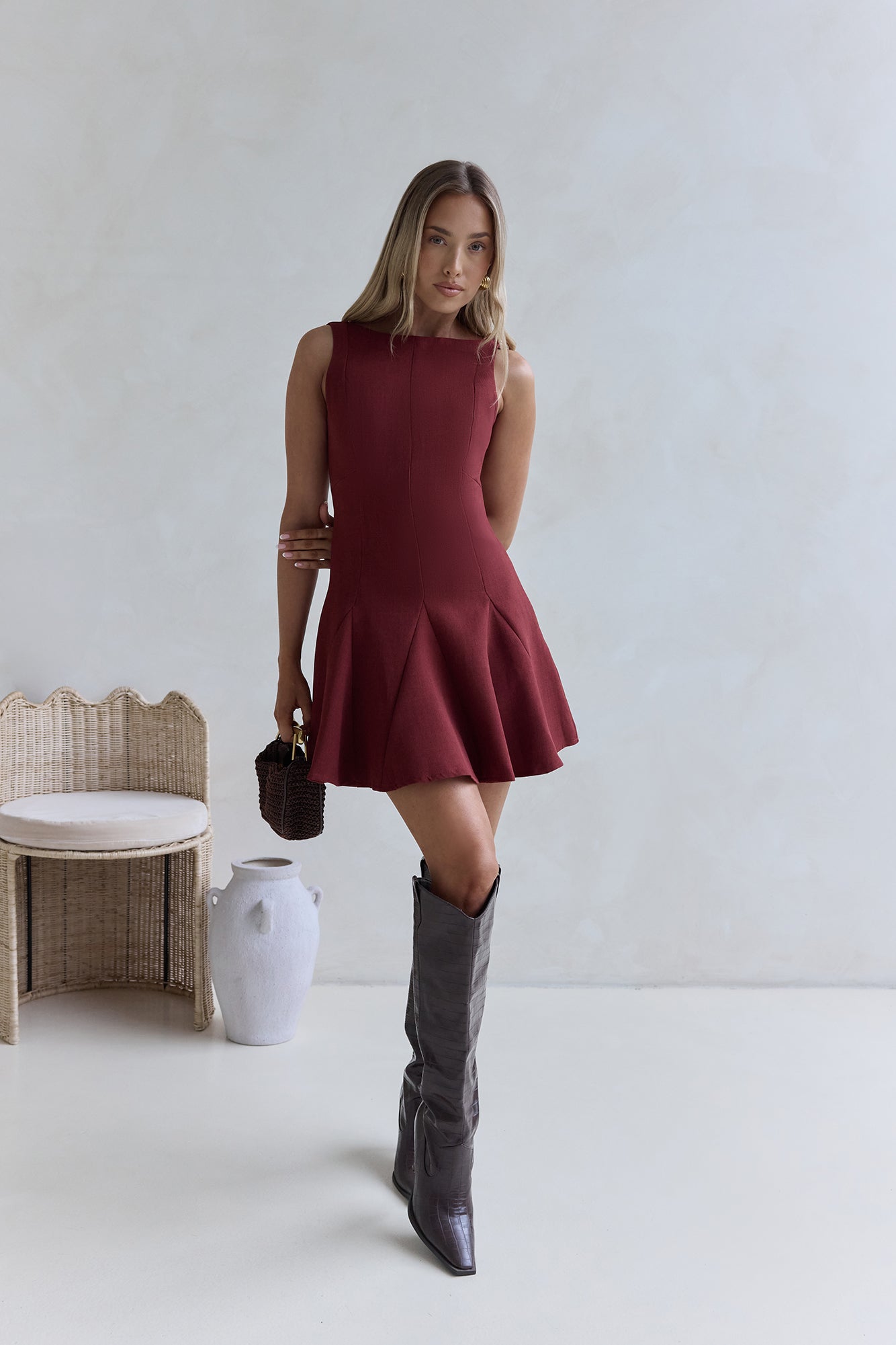 wishful thinking dress - burgundy Wistful Bloom Mini Dress Burgundy Size L