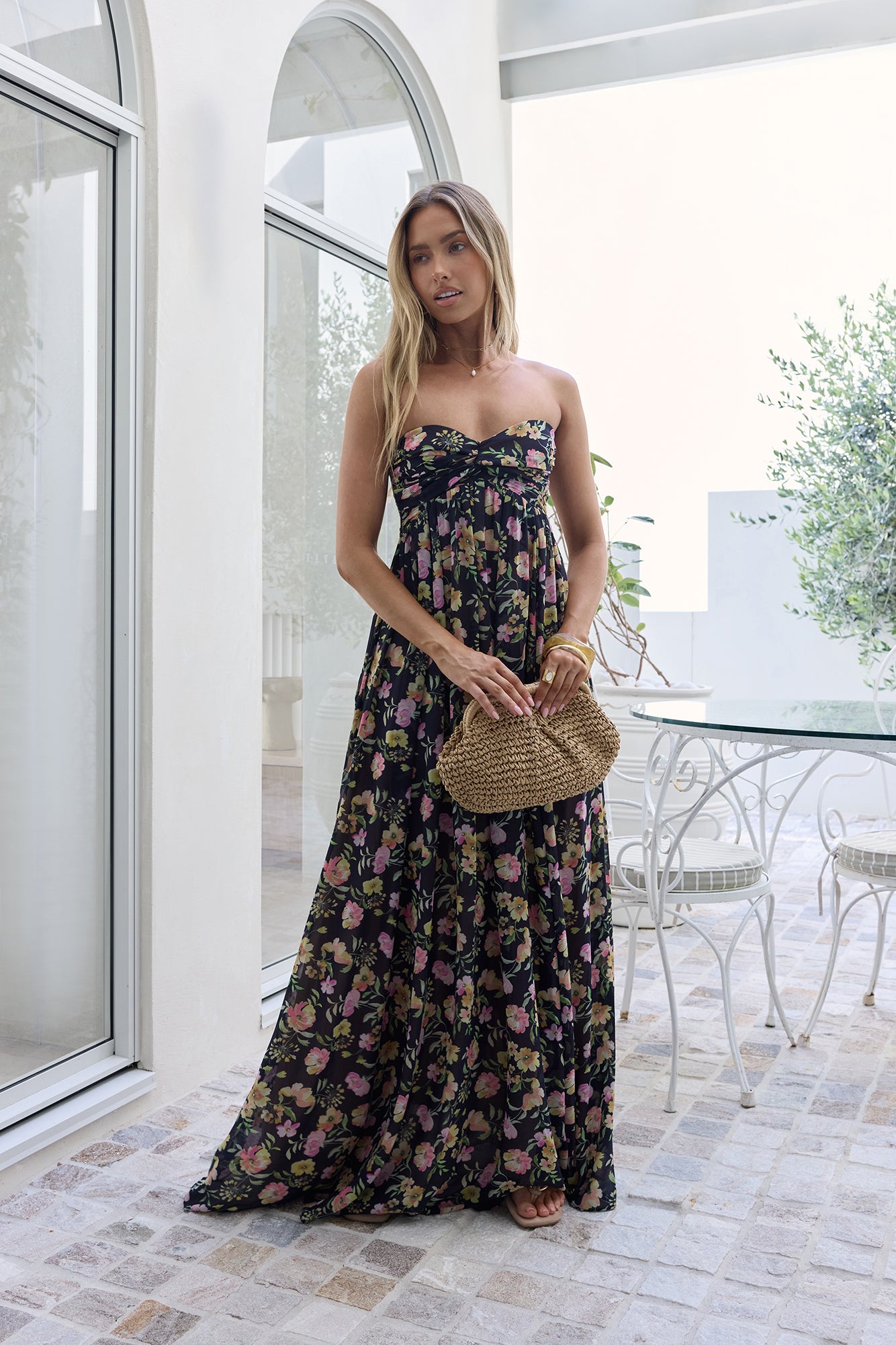Twirl with Me Strapless Maxi Dress Black Size L from Hello Molly