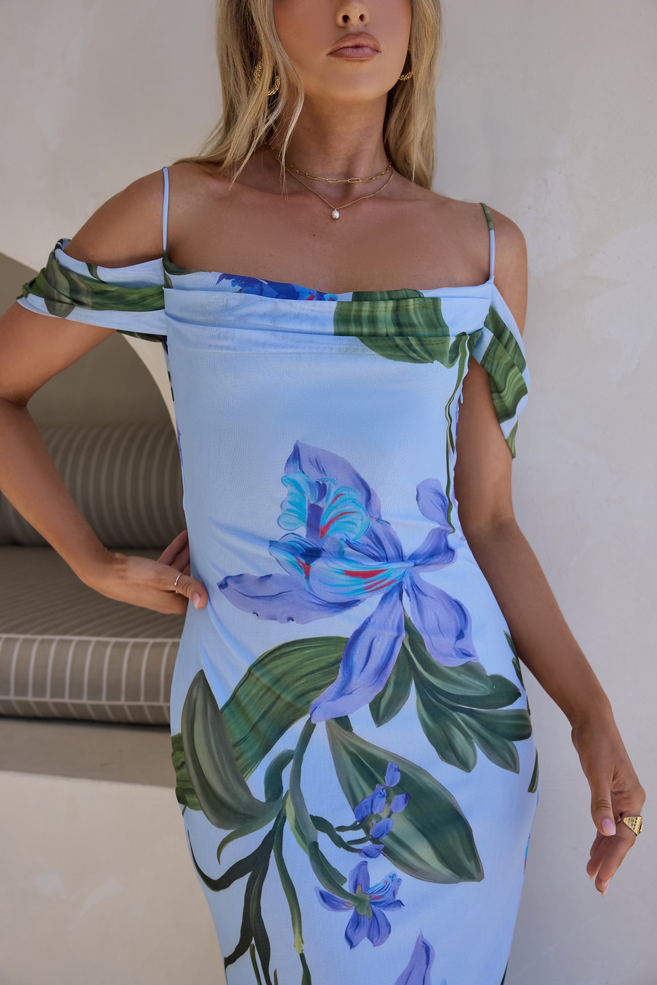 chinese dress ladies Lost In Your Eyes Mesh Maxi Dress Blue