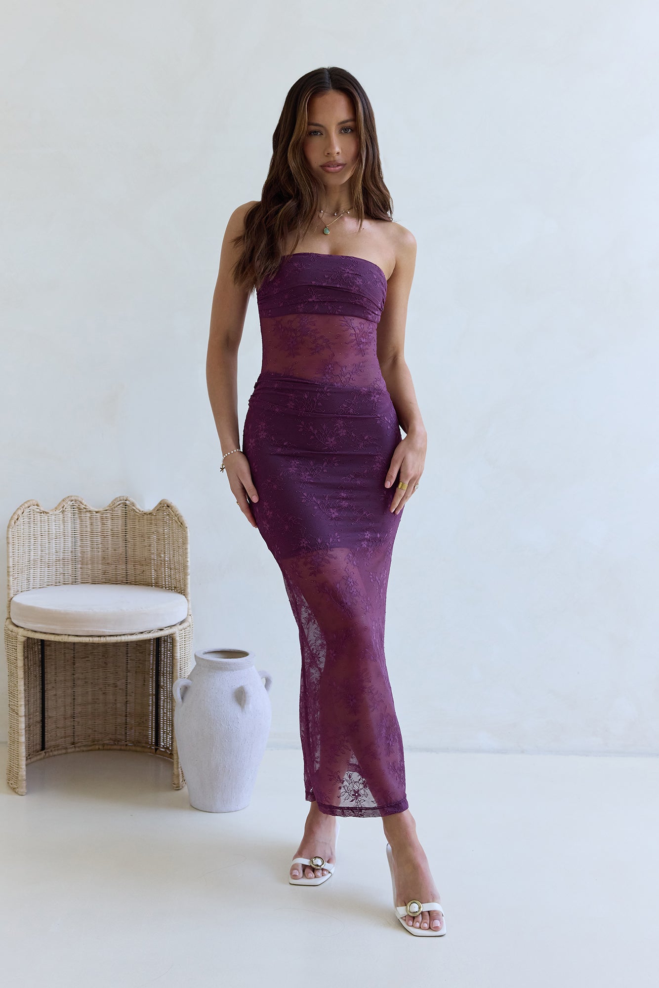 plum lace maxi dress Mila Purple Lace Maxi Dress Frock and Frill
