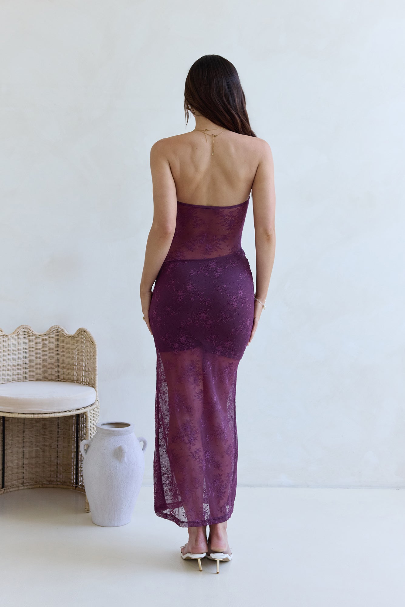 For The Lovers Lace Strapless Maxi Dress Plum Size XS For The Lovers Lace Strapless Maxi Dress Plum Size XS