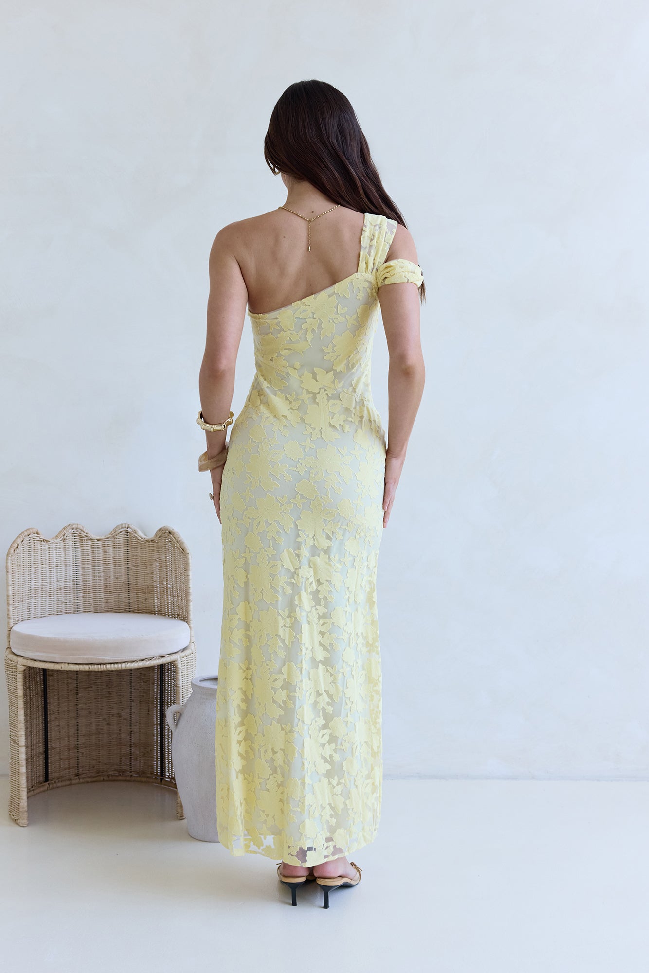 Illusion Of The Sun One Shoulder Maxi Dress Yellow Size M Illusion Of The Sun One Shoulder Maxi Dress Yellow Size M