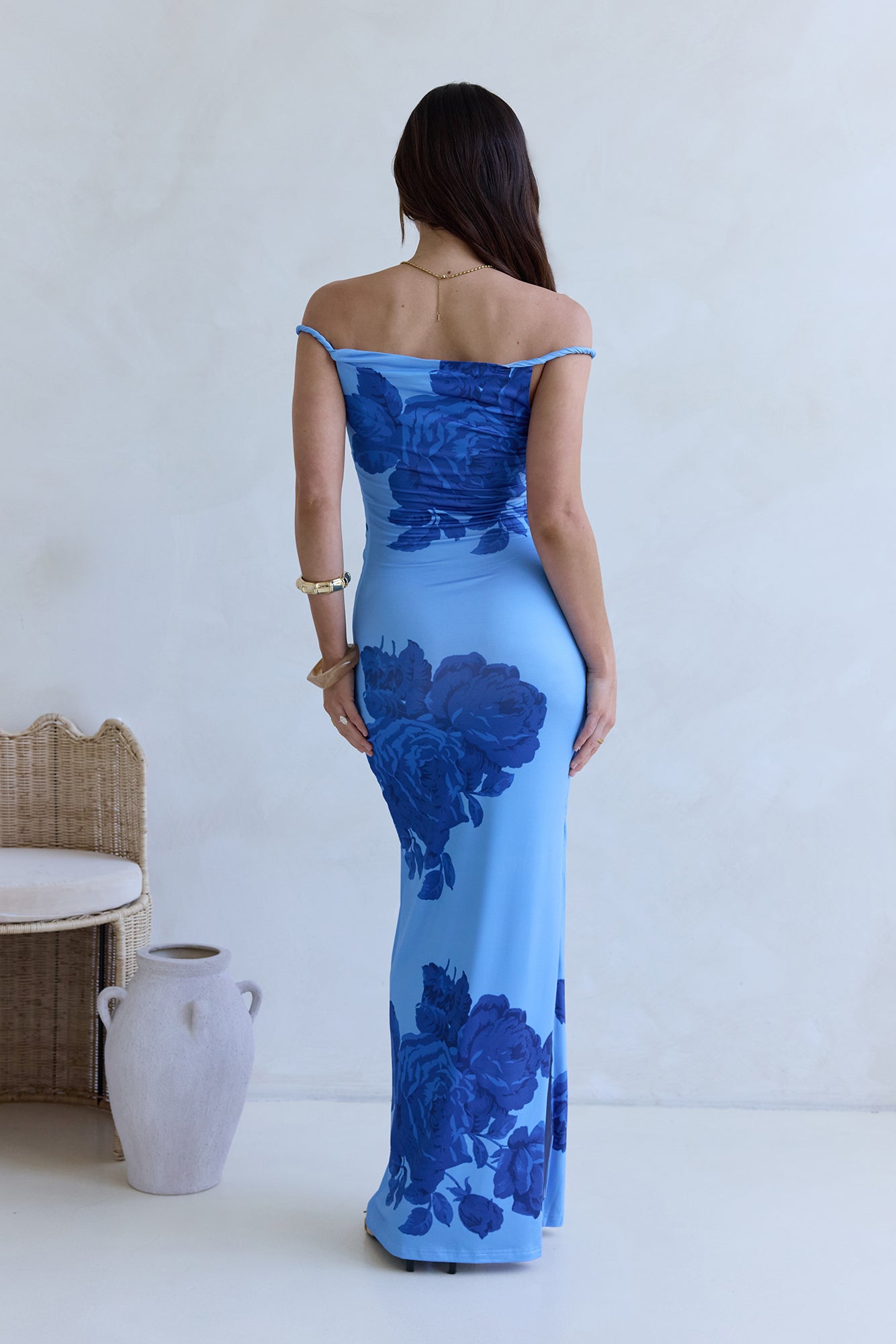 The Darling Edit Off Shoulder Maxi Dress Blue The Darling Edit Off Shoulder Maxi Dress Blue