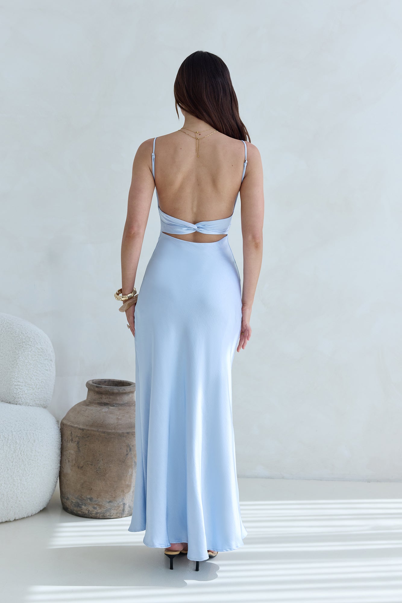 Love And Desire Satin Maxi Dress Blue Size L Love And Desire Satin Maxi Dress Blue Size L