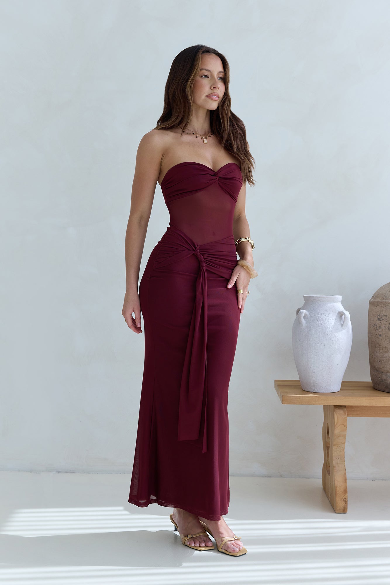 allured strapless maxi dress burgundy Velvi - Marie Strapless Maxi Dress - Burgundy