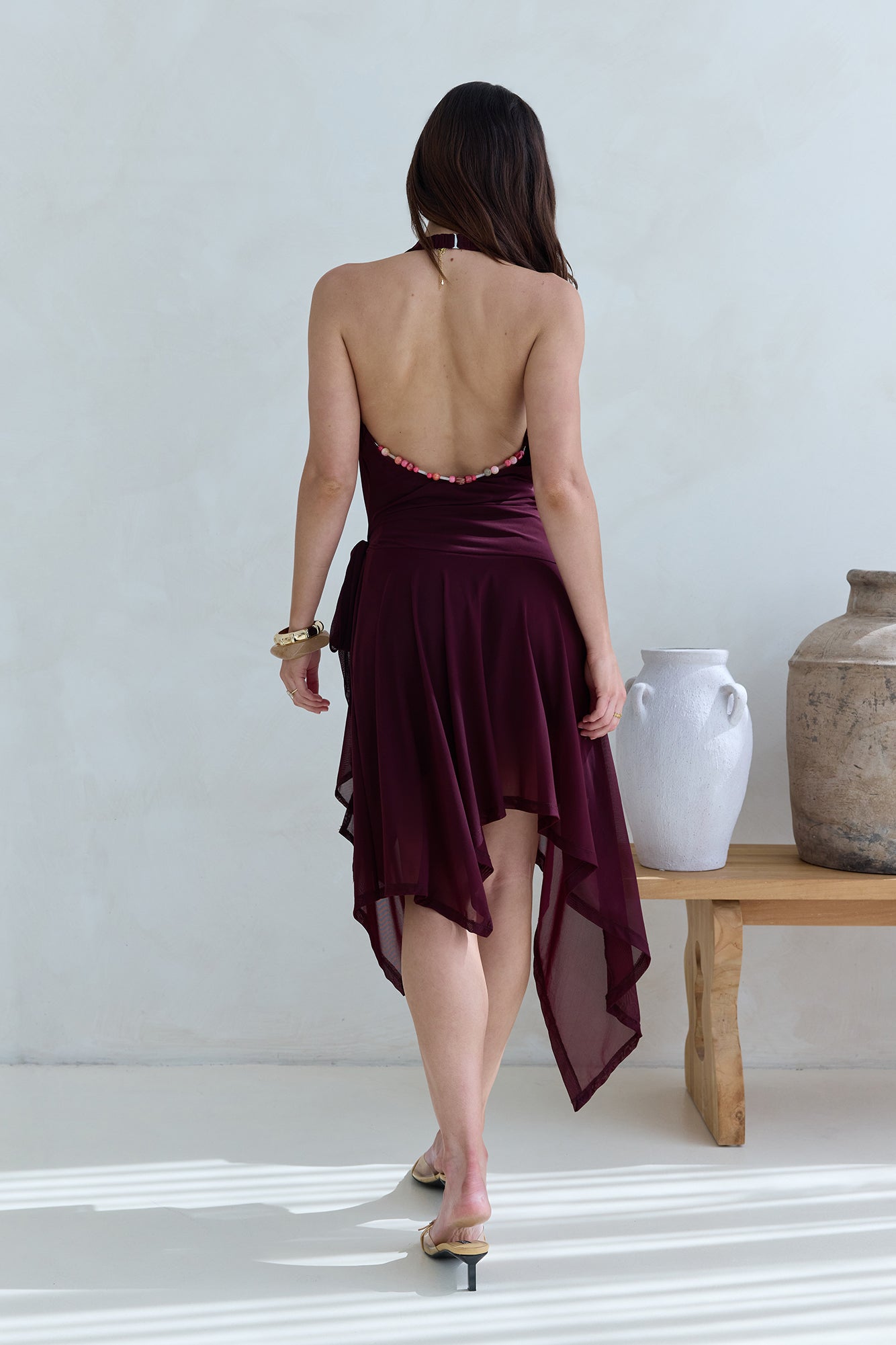 Starry Dreams Halter Mesh Mini Dress Burgundy | Fortunate One Starry Dreams Halter Mesh Mini Dress Burgundy | Fortunate One