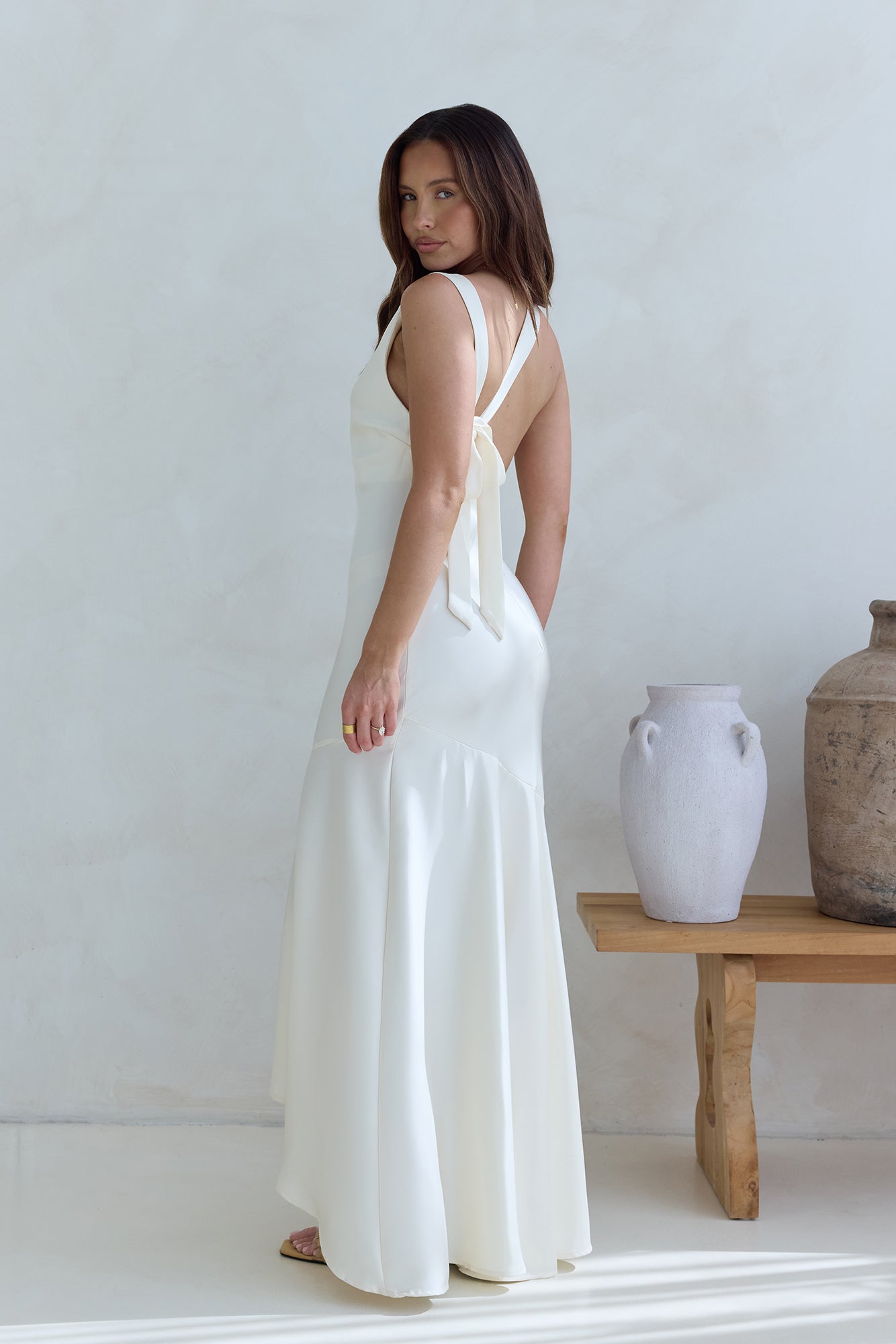 Oath To You Satin Maxi Dress Champagne | Fortunate One Oath To You Satin Maxi Dress Champagne | Fortunate One