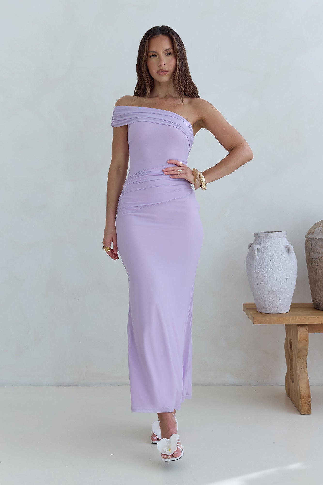 lilac one shoulder midi dress Luxury One Shoulder Midi Dress White Yellow / 4