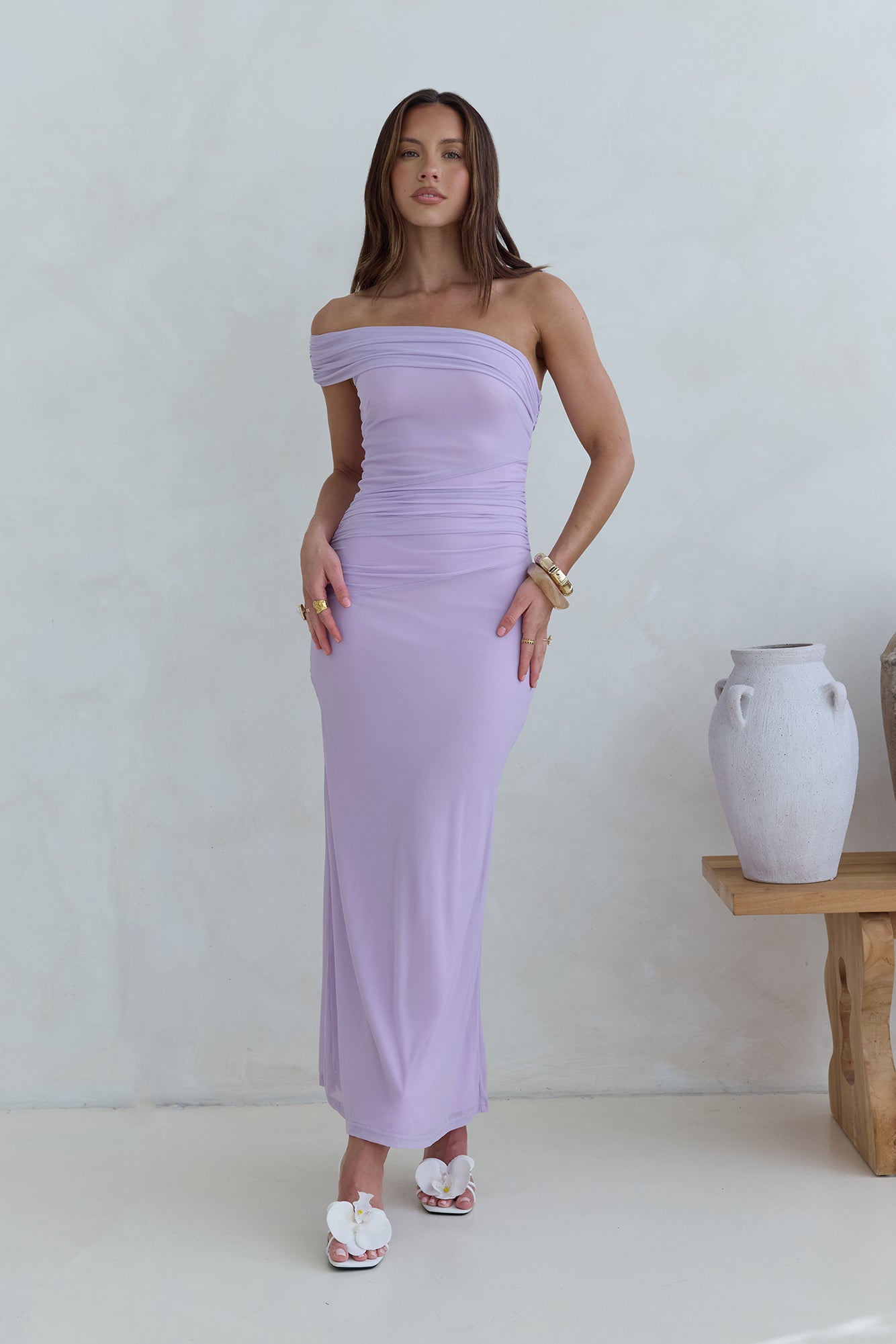 knee length dresses for ladies Amore One Shoulder Midi Dress main image 0