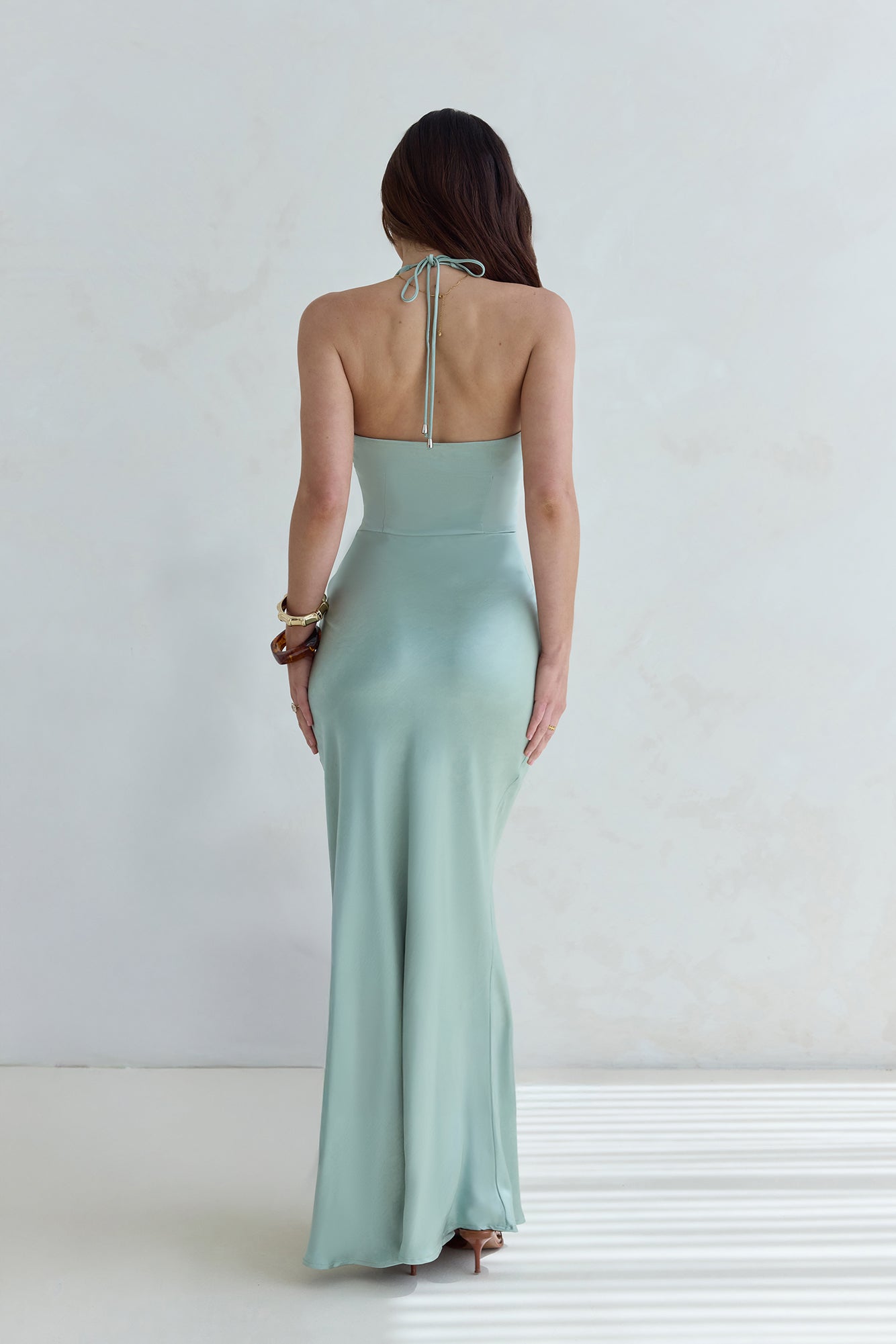 Destinations Halter Satin Maxi Dress Sage | Fortunate One Destinations Halter Satin Maxi Dress Sage | Fortunate One