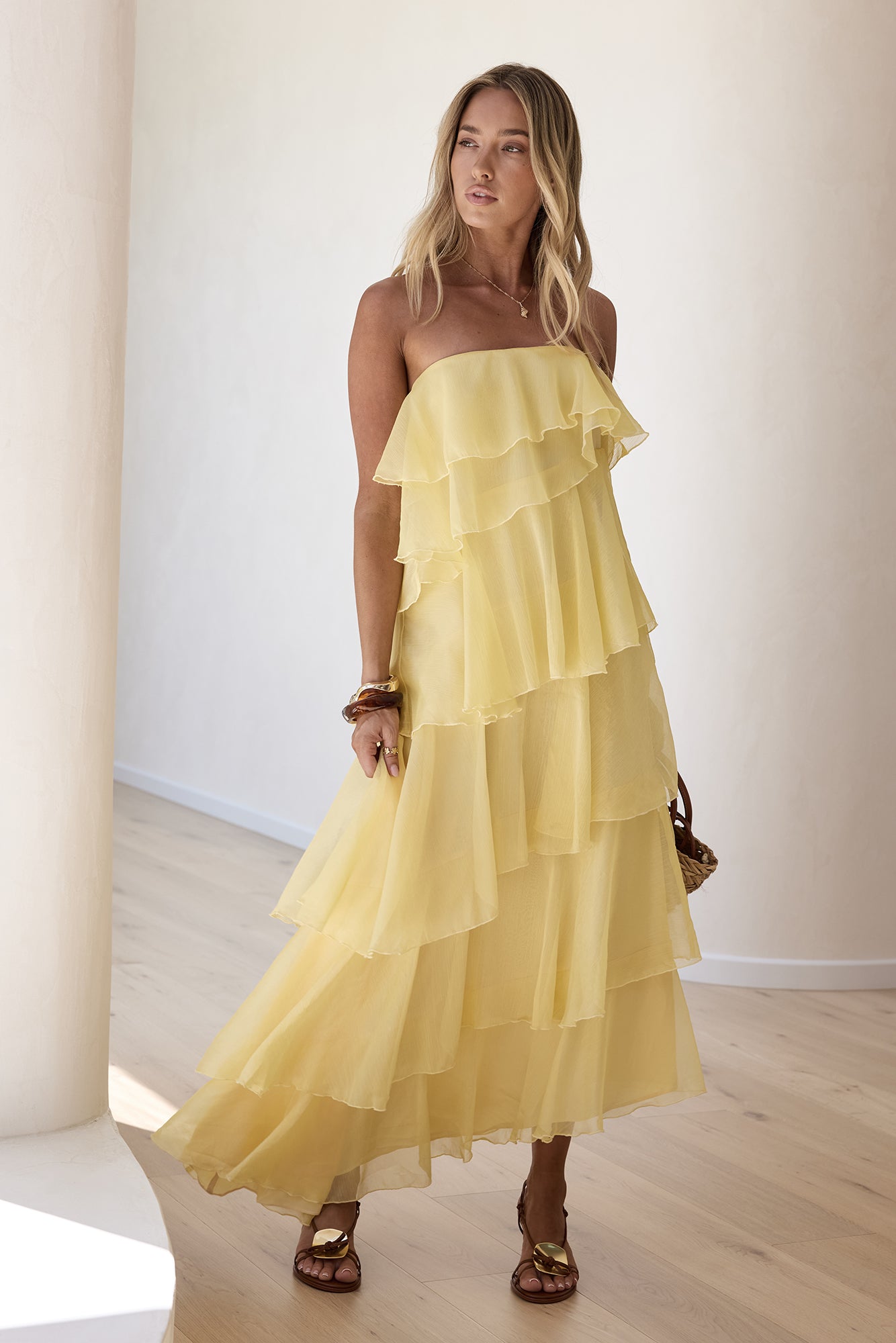 Drop Of Sun Strapless Maxi Dress Yellow Size L Drop Of Sun Strapless Maxi Dress Yellow Size L