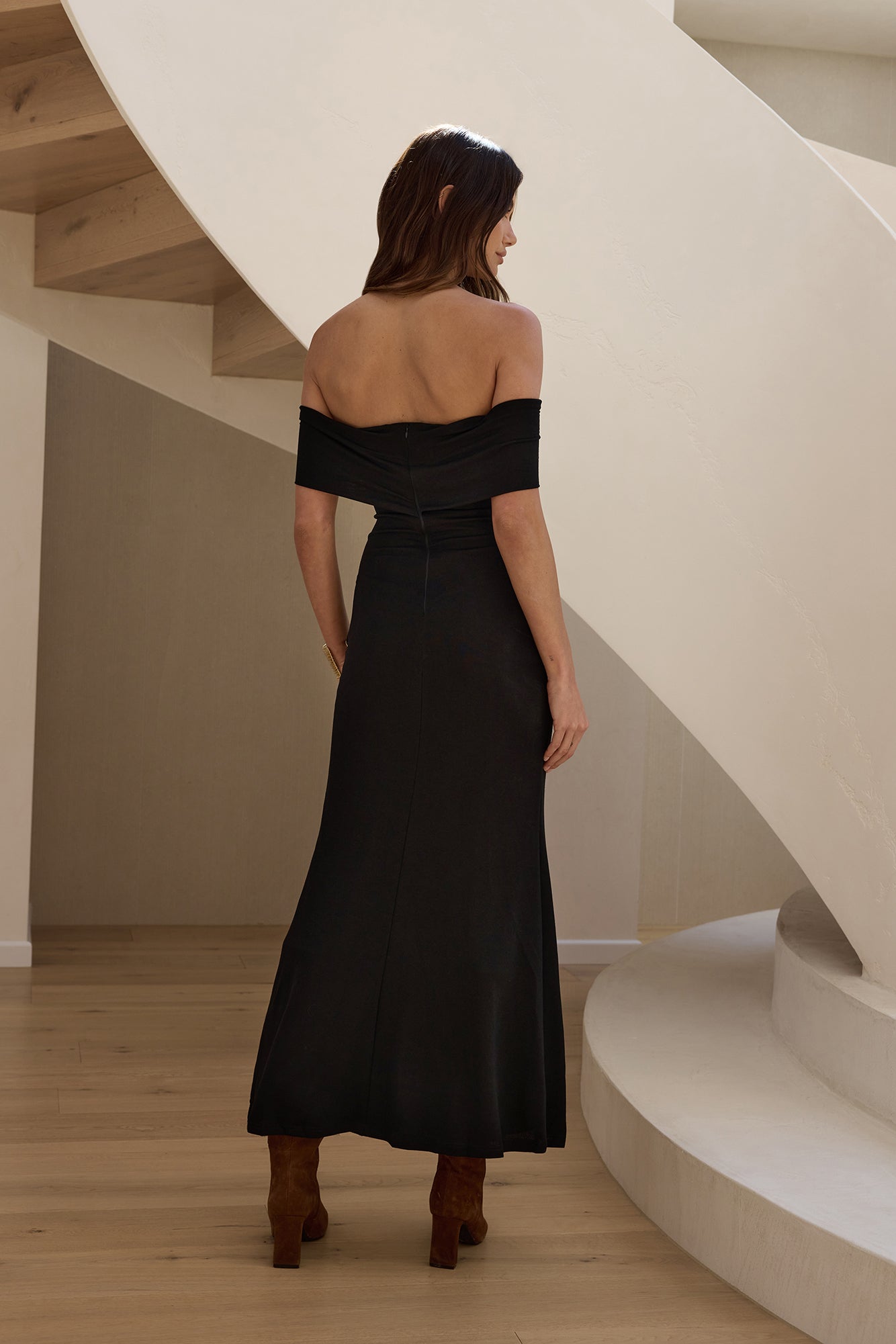 Martini Bloom Off Shoulder Knit Maxi Dress Black | Fortunate One Martini Bloom Off Shoulder Knit Maxi Dress Black | Fortunate One