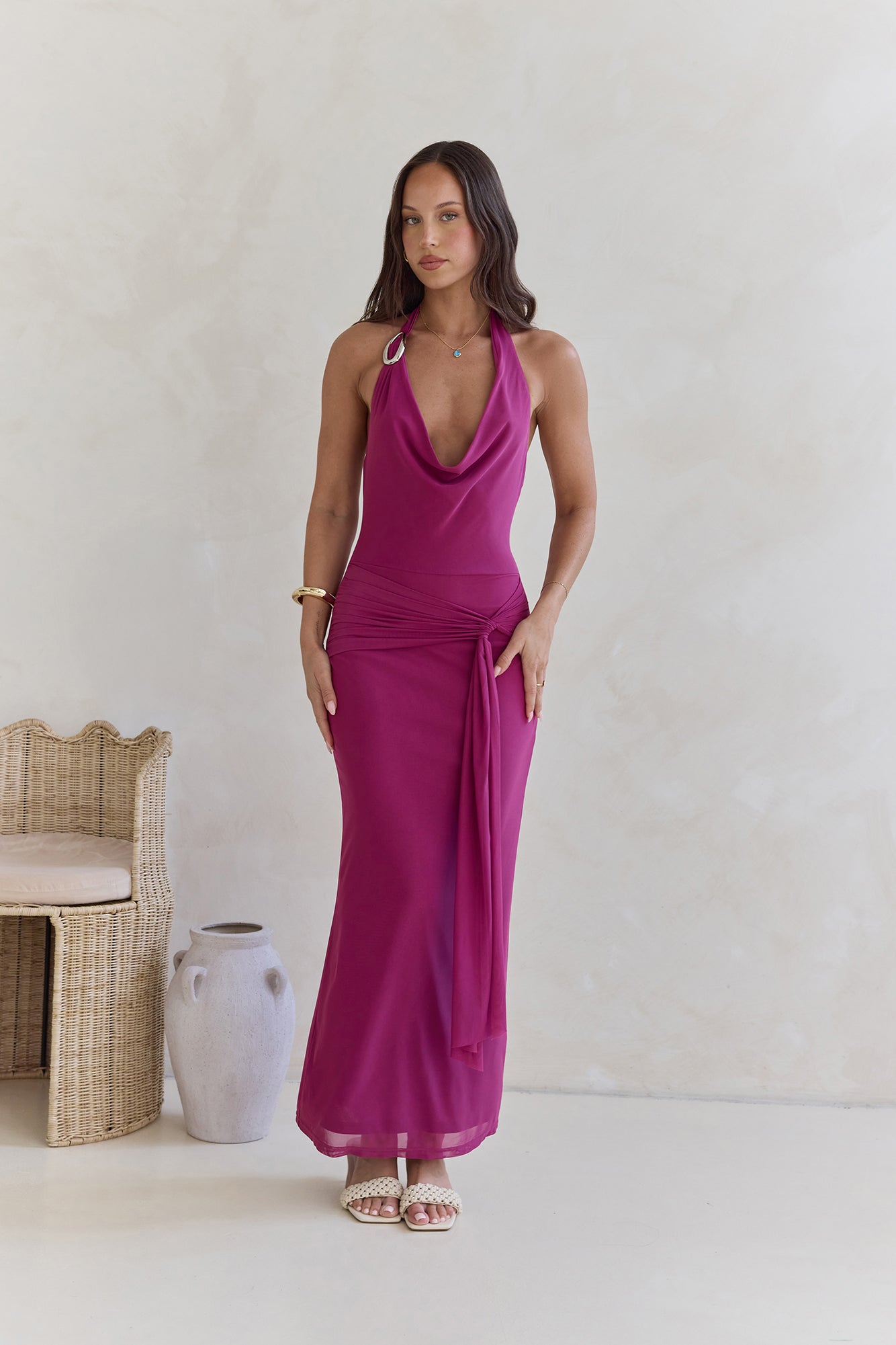 plum halter neck dress Fireproof Halter Maxi Dress | Plum | Womens