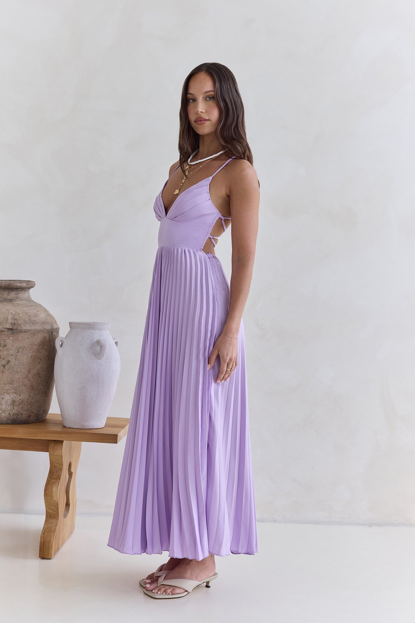 green emerald velvet dress Rosee de Matin Tulle and Taffeta Midi Dress in Light Purple main image 1